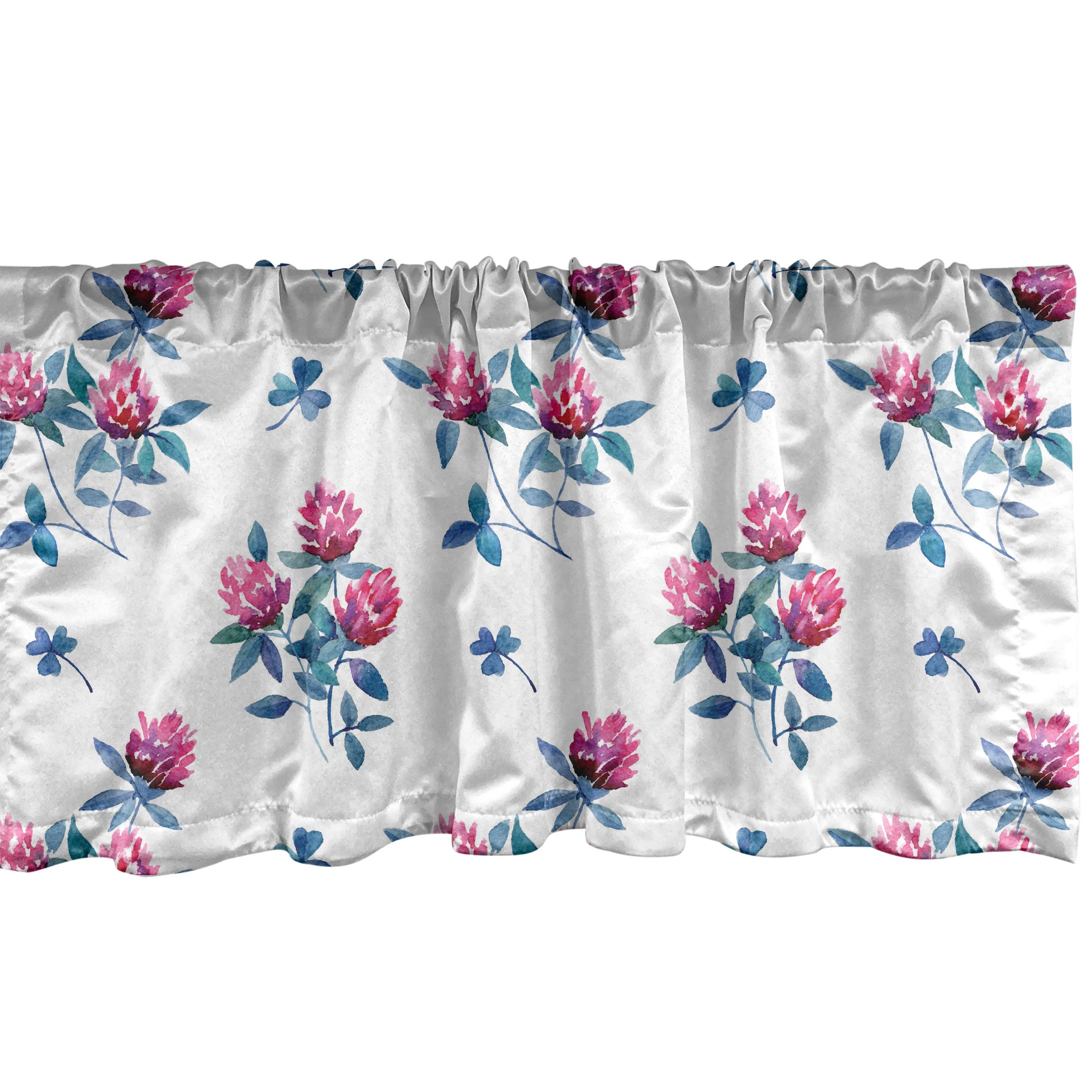 Scheibengardine Vorhang Volant für Küche Frühlings-Aquarell-Blumen Dekor Abakuhaus, Schlafzimmer Blumen mit Stangentasche, Microfaser