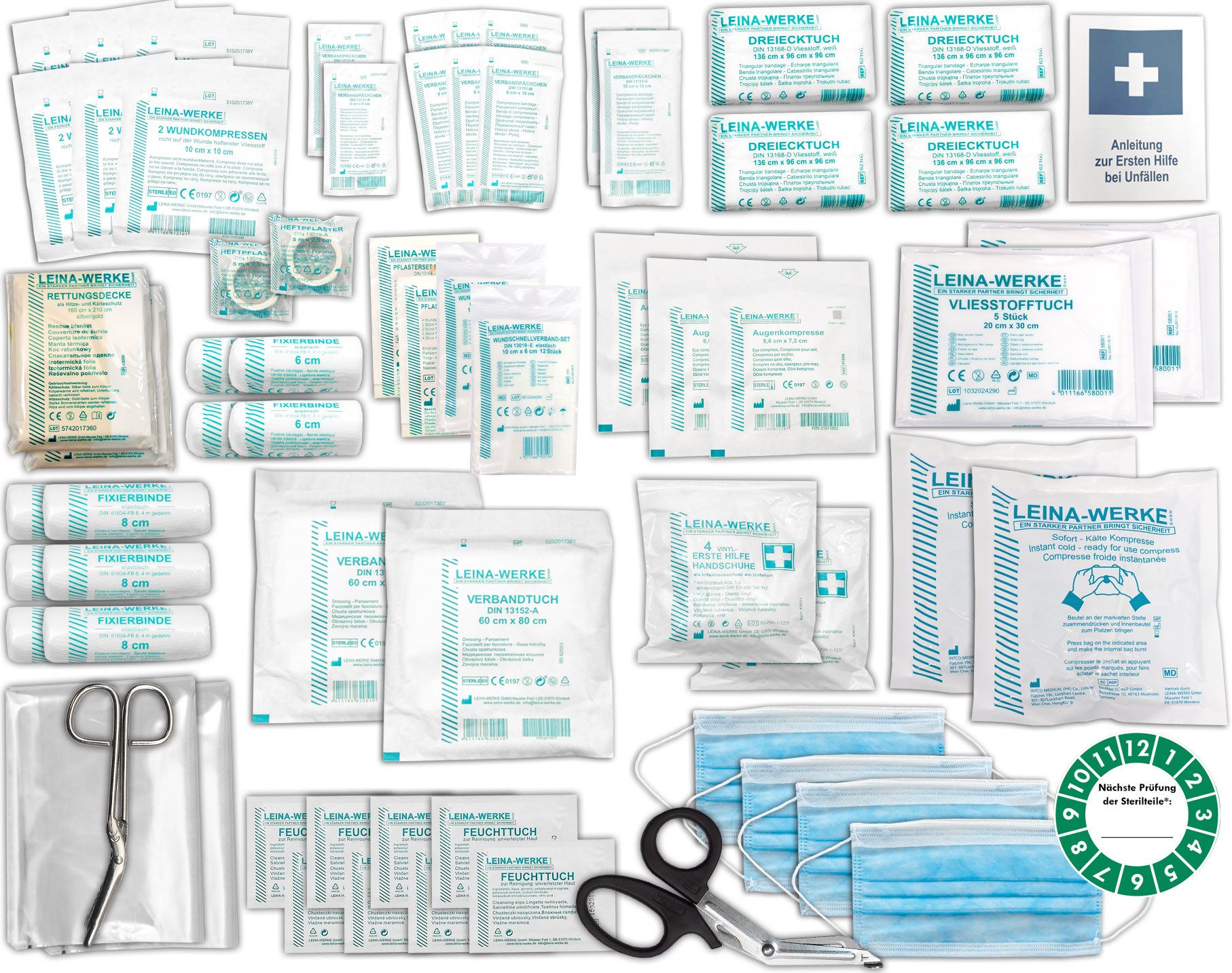 WM-Teamsport Erste-Hilfe-Koffer Verbandkoffer (G) DIN 13169 + Hygiene-Gel, Beatmung + Komplettpaket