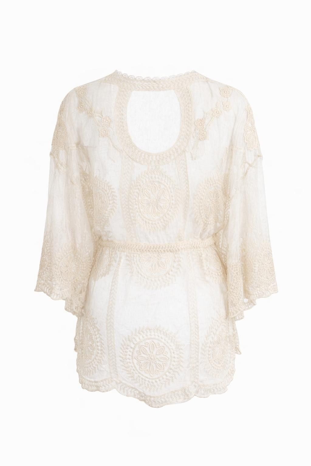 Mississhop Schlupfbluse Damen Bluse Tunika Stickerei Boho Look S/M