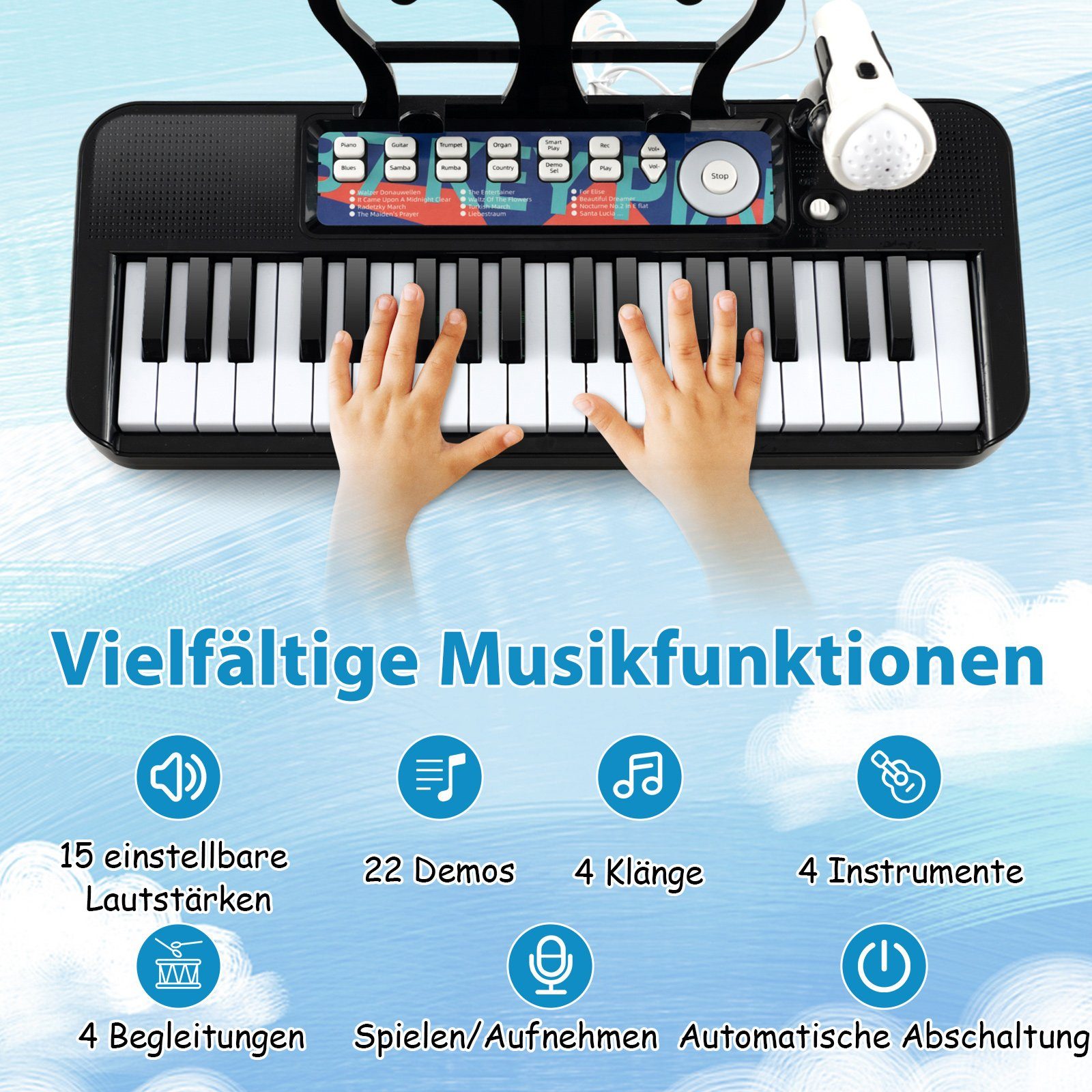 COSTWAY Digitalpiano 37 Tasten Spielzeug-Musikinstrument, abnehmbar
