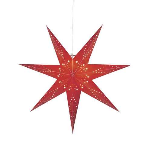 STAR TRADING LED Stern Papierstern Leuchtstern Faltstern 7-zackig hängend 100cm m. Kabel rot