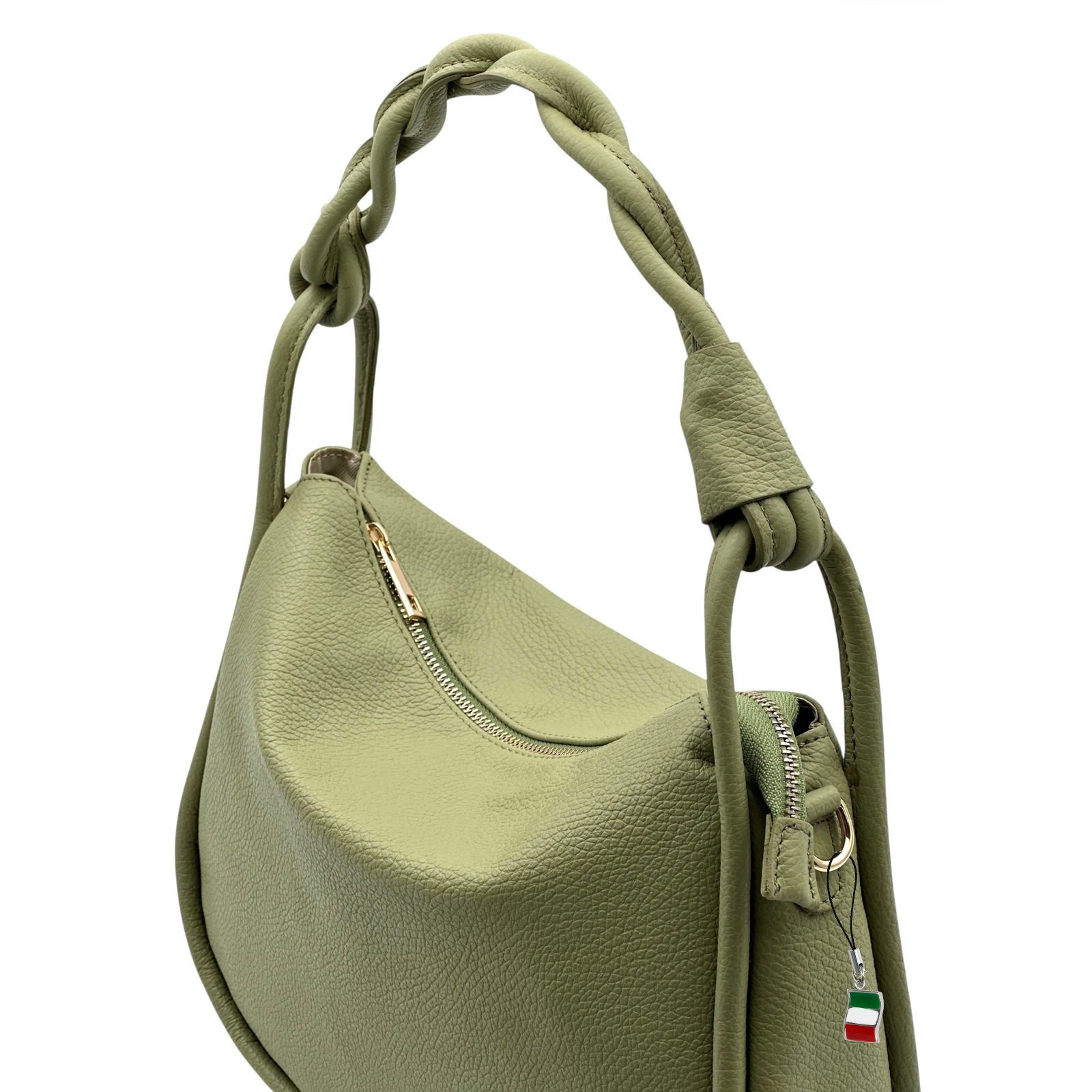 FLORENCE Handtasche Florence Echtleder Hobo Bag Damen (Handtasche), Damen Handtasche Leder, hellgrün ca. 35cm x ca. 27cm hoch