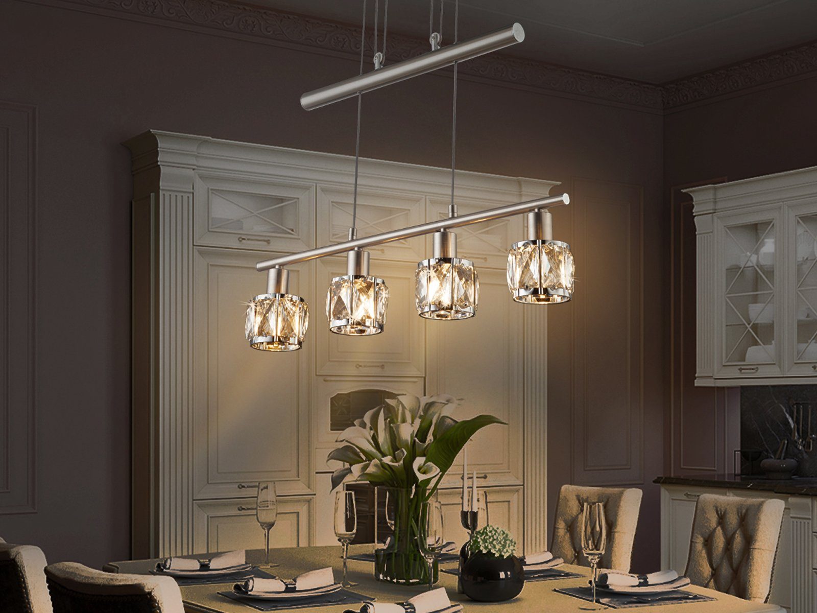 GLOBO LIGHTING LED Pendelleuchte, Dimmfunktion, warmweiß, mehrflammig 4x Kr günstig online kaufen