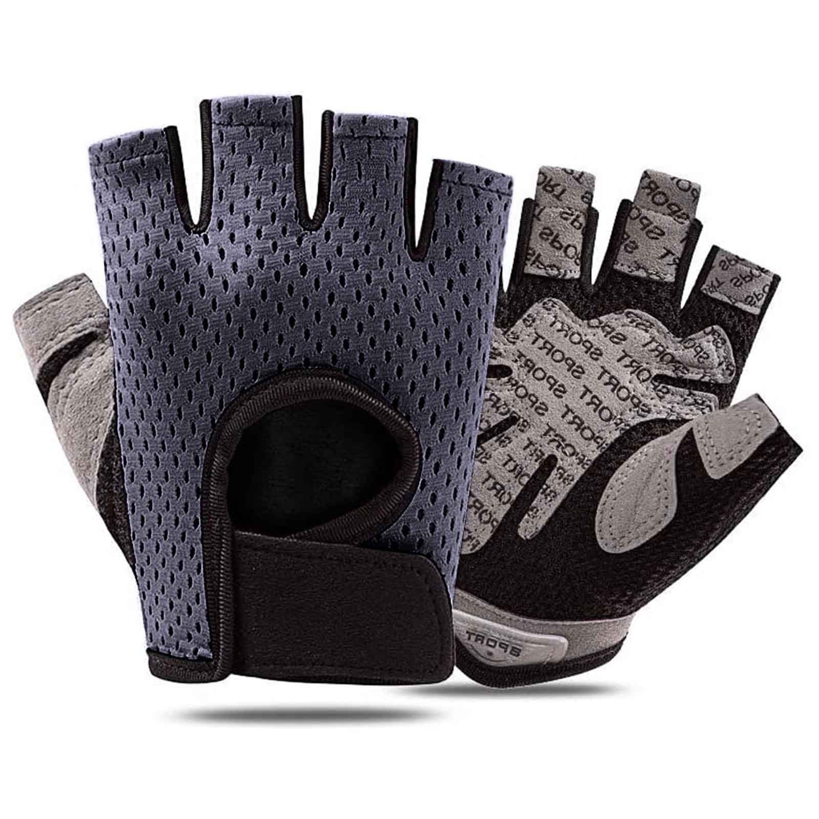 Sunicol Trainingshandschuhe Männer Frauen Atmungsaktive Fitness Handschuhe,Fitnessstudio,Radfahren Rutschfeste Halbfinger Handschuhe Grau | Trainingshandschuhe