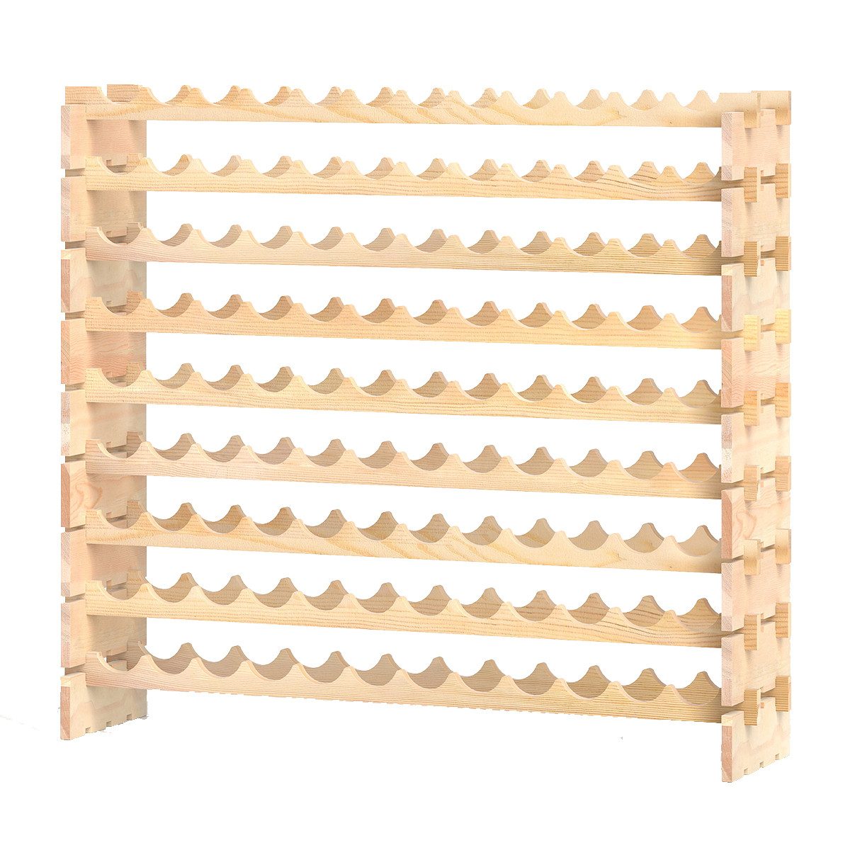 COSTWAY Weinregal, Holz stapelbar, Flaschenregal für 108 Flaschen, 120x29x106cm