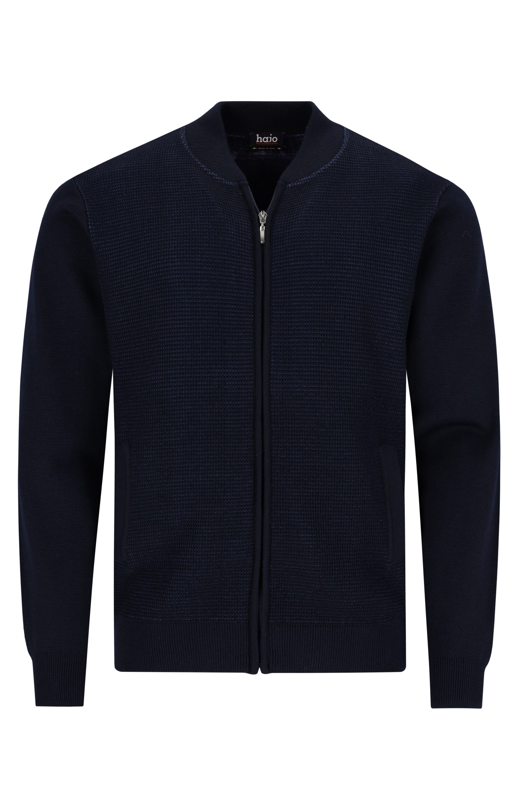 Hajo Strickjacke H Strickjacke Made in ItalyBlouson, Zweitonwaffel marine