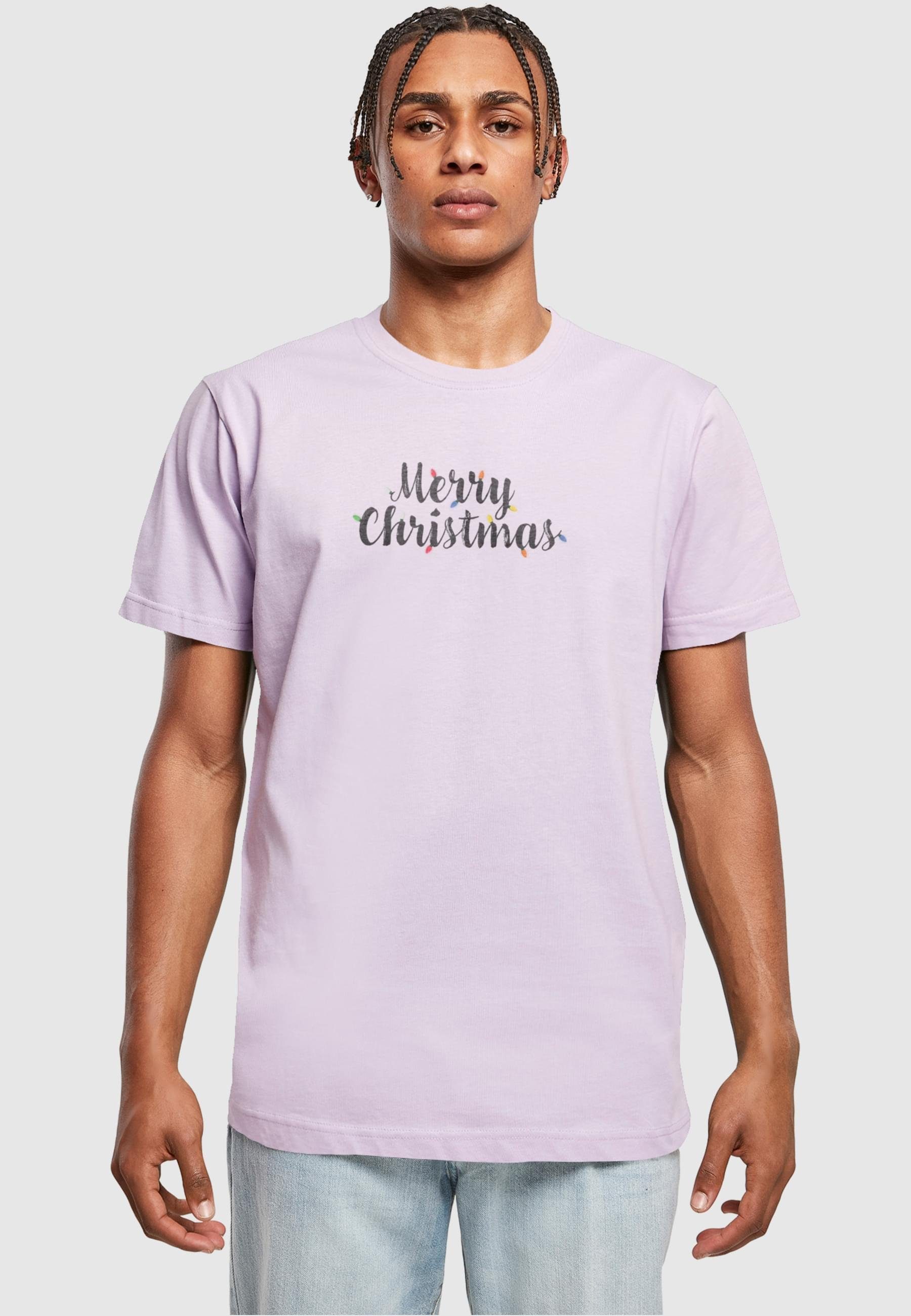T-Shirt Neck Merchcode Christmas Merry Round (1-tlg) T-Shirt Herren Lights lilac