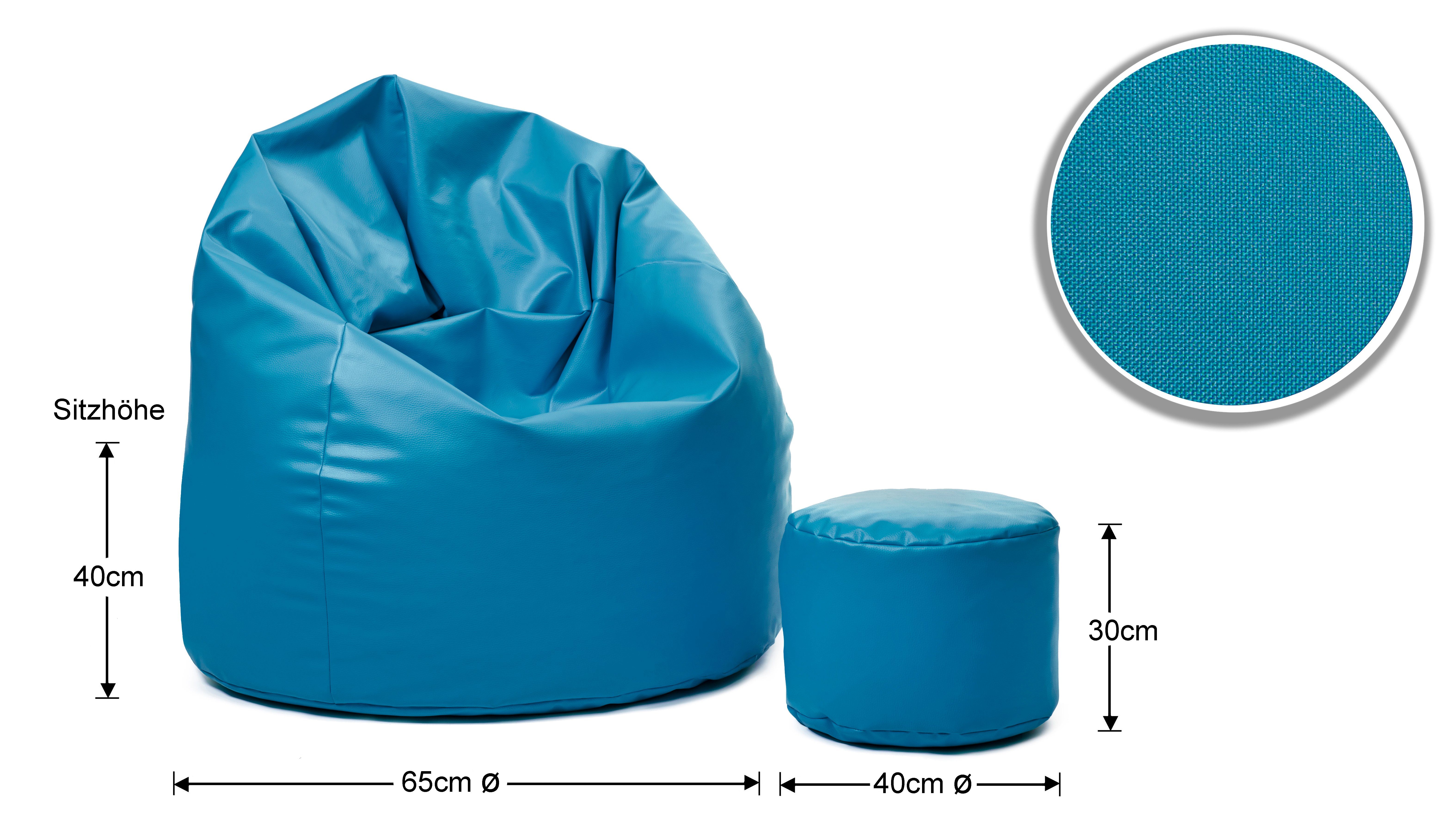 Outdoor Indoor Sitzsack sunnypillow & blau Sitzsack,