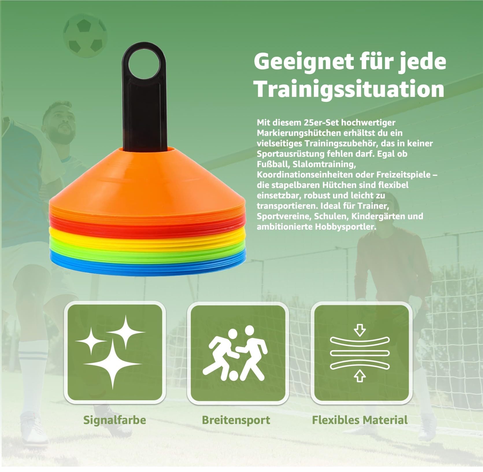 Outdoorn Trainingshilfe 20 Markierungshütchen Hütchen farbig, Zubehör Fußball Slalomtraining