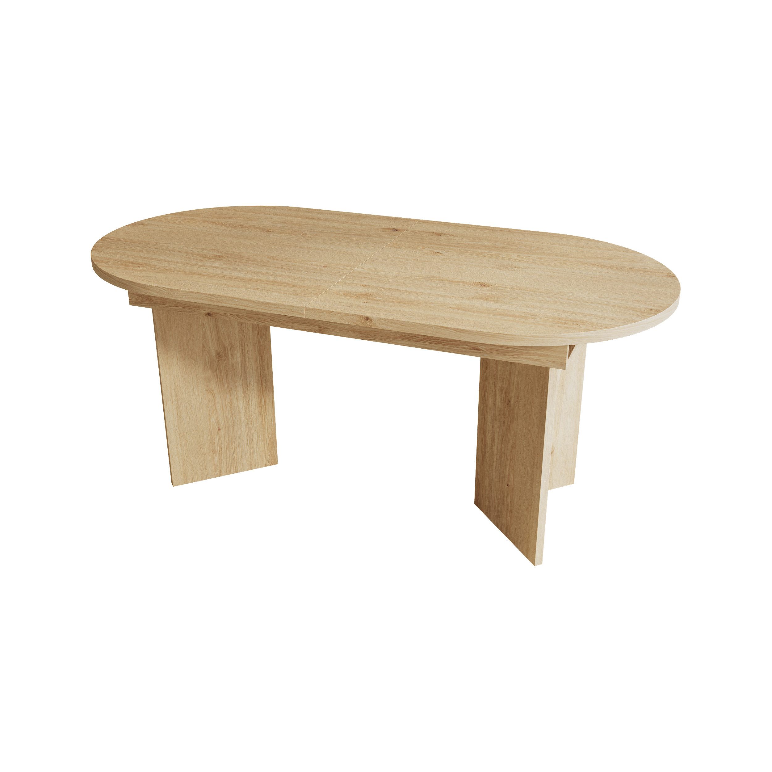 Flieks Esstisch (Länge 120-160/T80/H75 cm, 1-St., 1 Tisch), ausziehbarer Küchentisch ovaler Tisch Holzoptik, Eichenfarbe