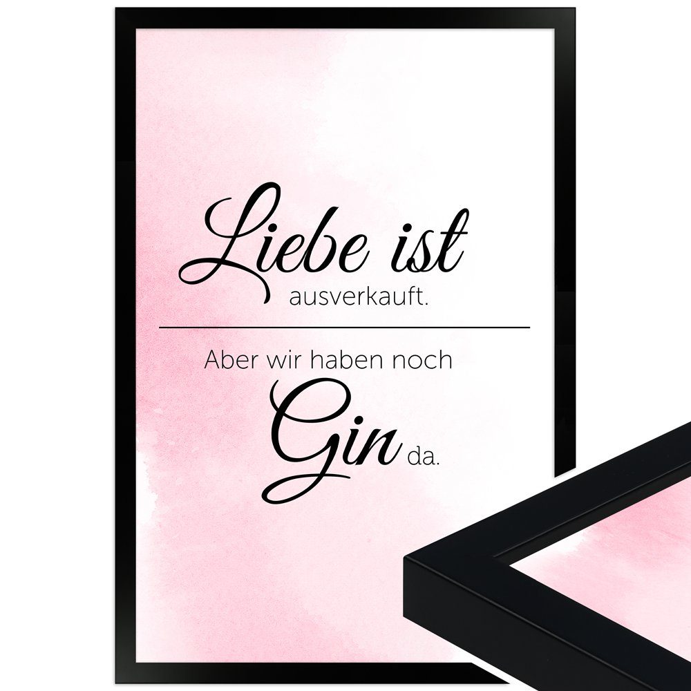 WANDStyle Bild mit Rahmen Liebe ist ausverkauft, Poster mit Spruch