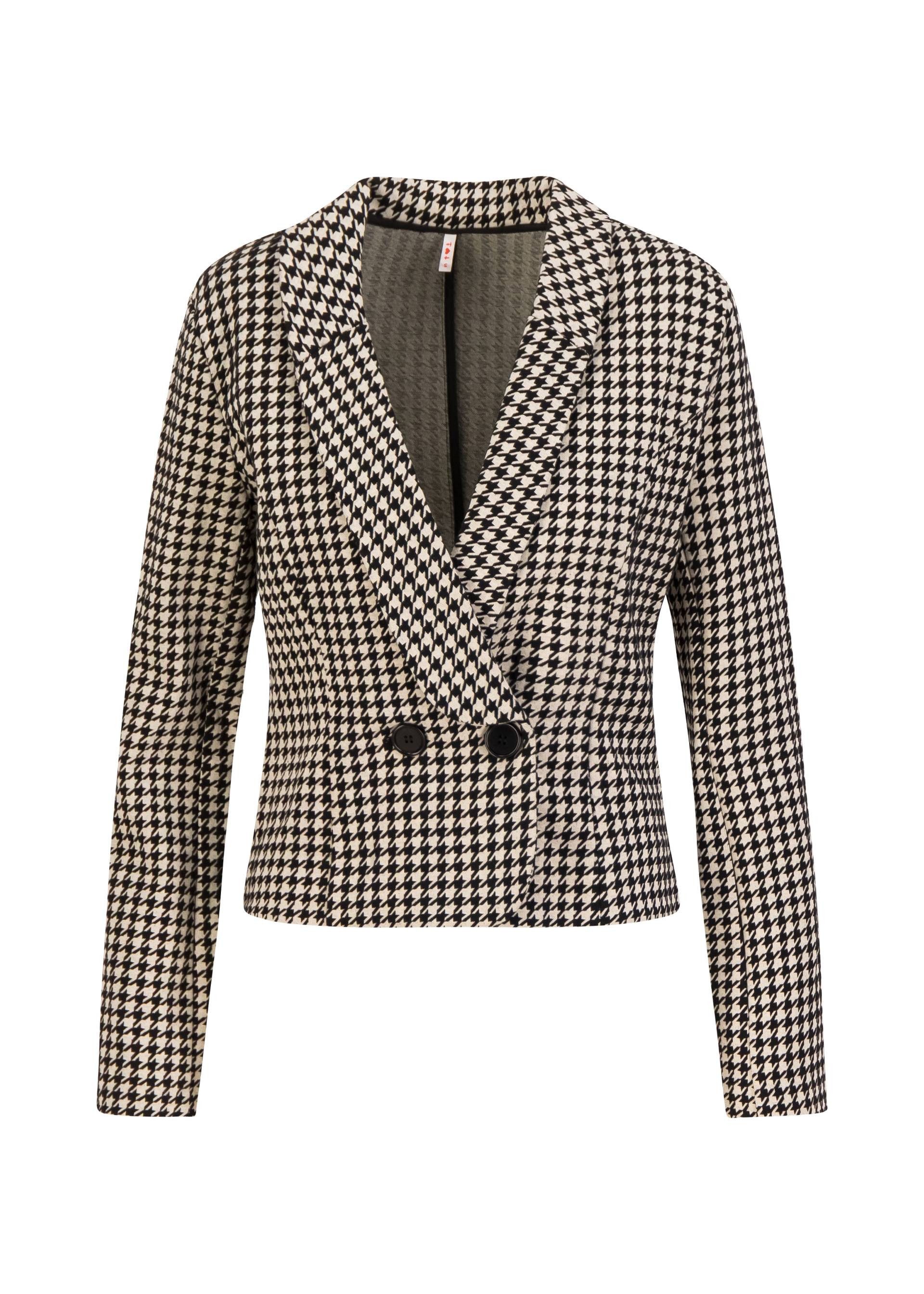 Blutsgeschwister Jackenblazer Eleganter Jackenblazer mit Hahnentrittmuster und Schalkragen für Damen
