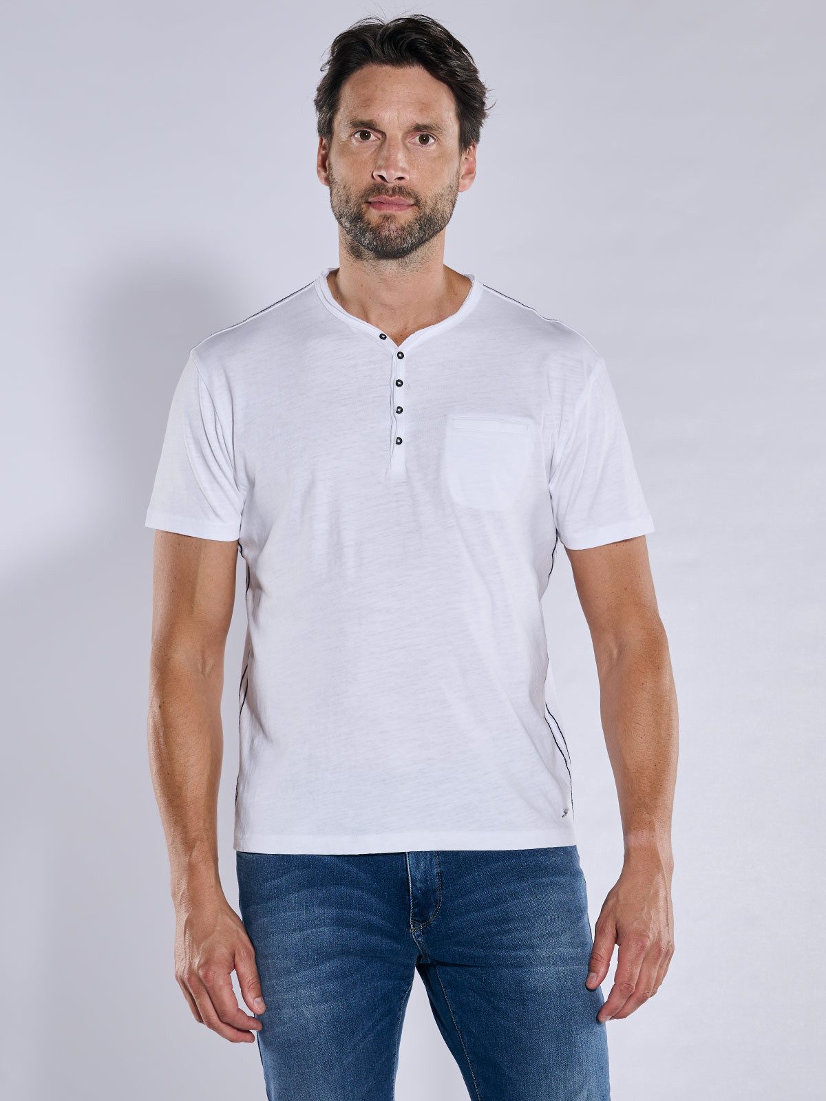 Engbers T-Shirt Herren Henley-Shirt "My Favorite" regular, Reinweiss günstig online kaufen
