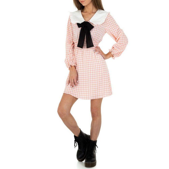 Ital-Design Blusenkleid Damen Retro Hahnentritt Blusenkleid in Rosa
