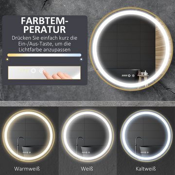 Kleankin Badspiegel Wandspiegel mit LED-Leuchte, Memoryfunktion (WC Spiegel, 1-St., Badezimmerspiegel), IP44
