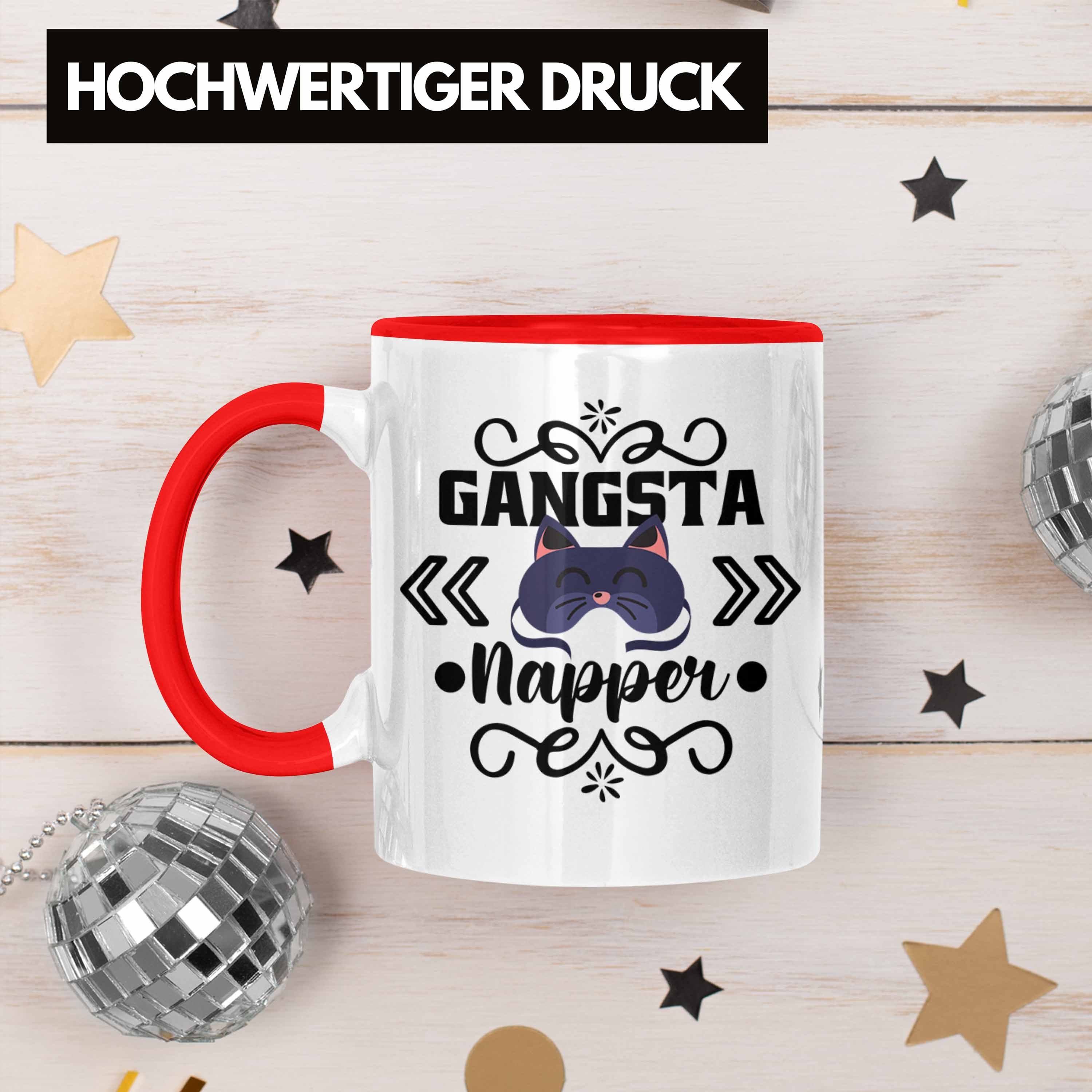 Trendation Nap Gangsta Lustige Frauen - Geschenk Mädchen Katze Napper Tasse Geschenkidee Rot Trendation Tasse