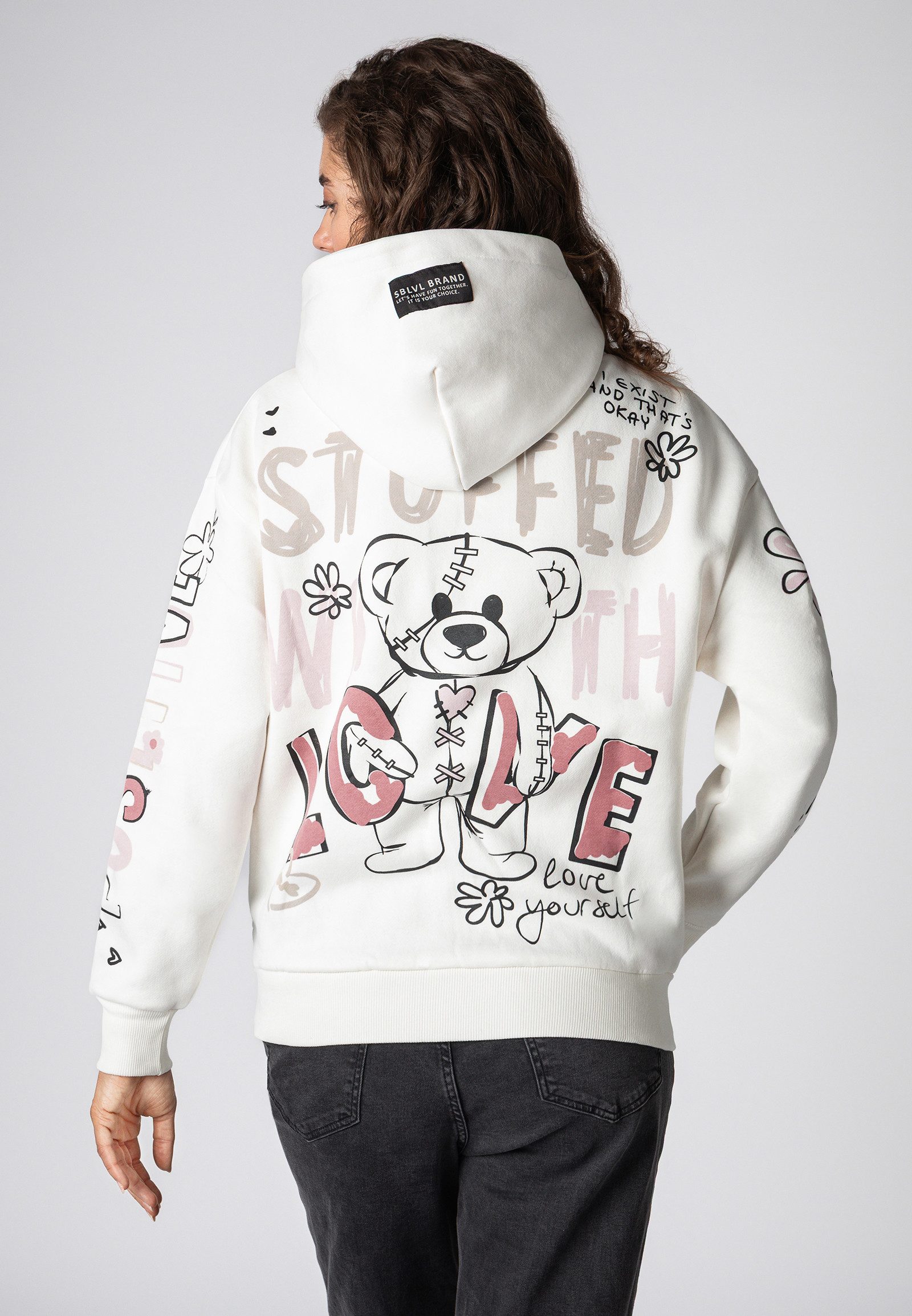 SUBLEVEL Kapuzenpullover Damen Hoodie mit Alloverprint günstig online kaufen