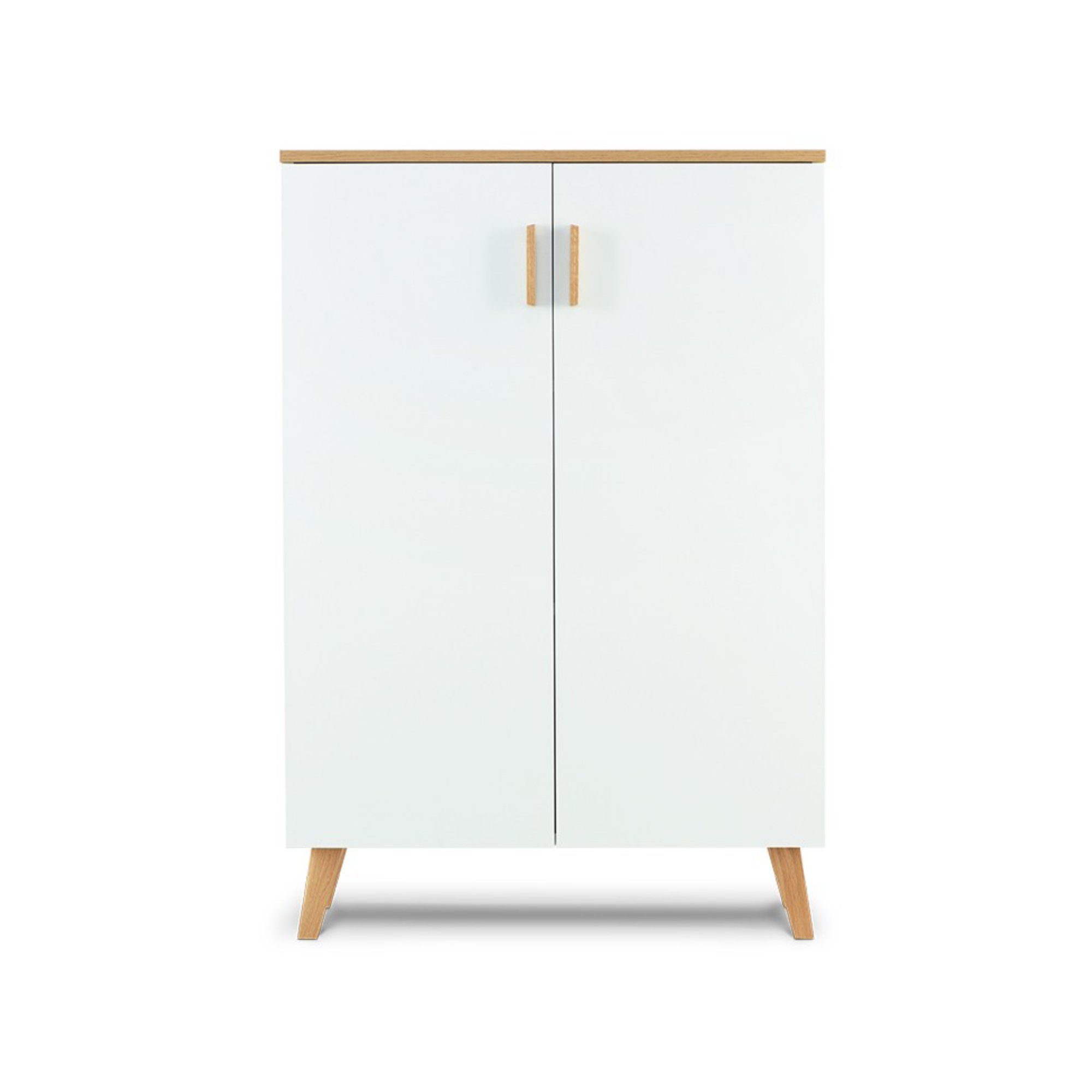 KONSIMO® Kommode FRISK Türkommoden Hochbeinige Kommode, Eichenholzbeine, Skandinavischer Stil, 2 Türen