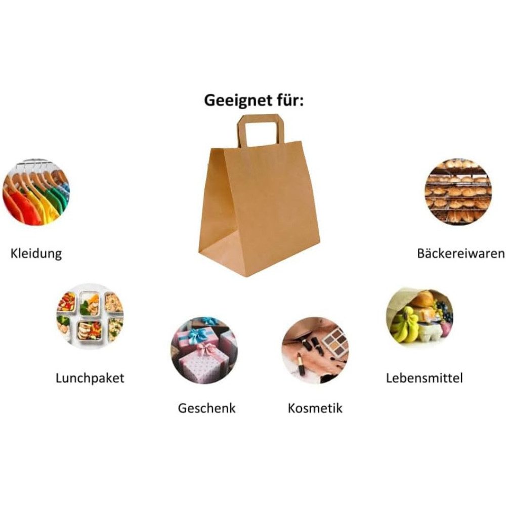 Lauroo Tragetasche 50 stabile Papiertragetaschen Braun, 22x12x28 cm (50-tlg günstig online kaufen
