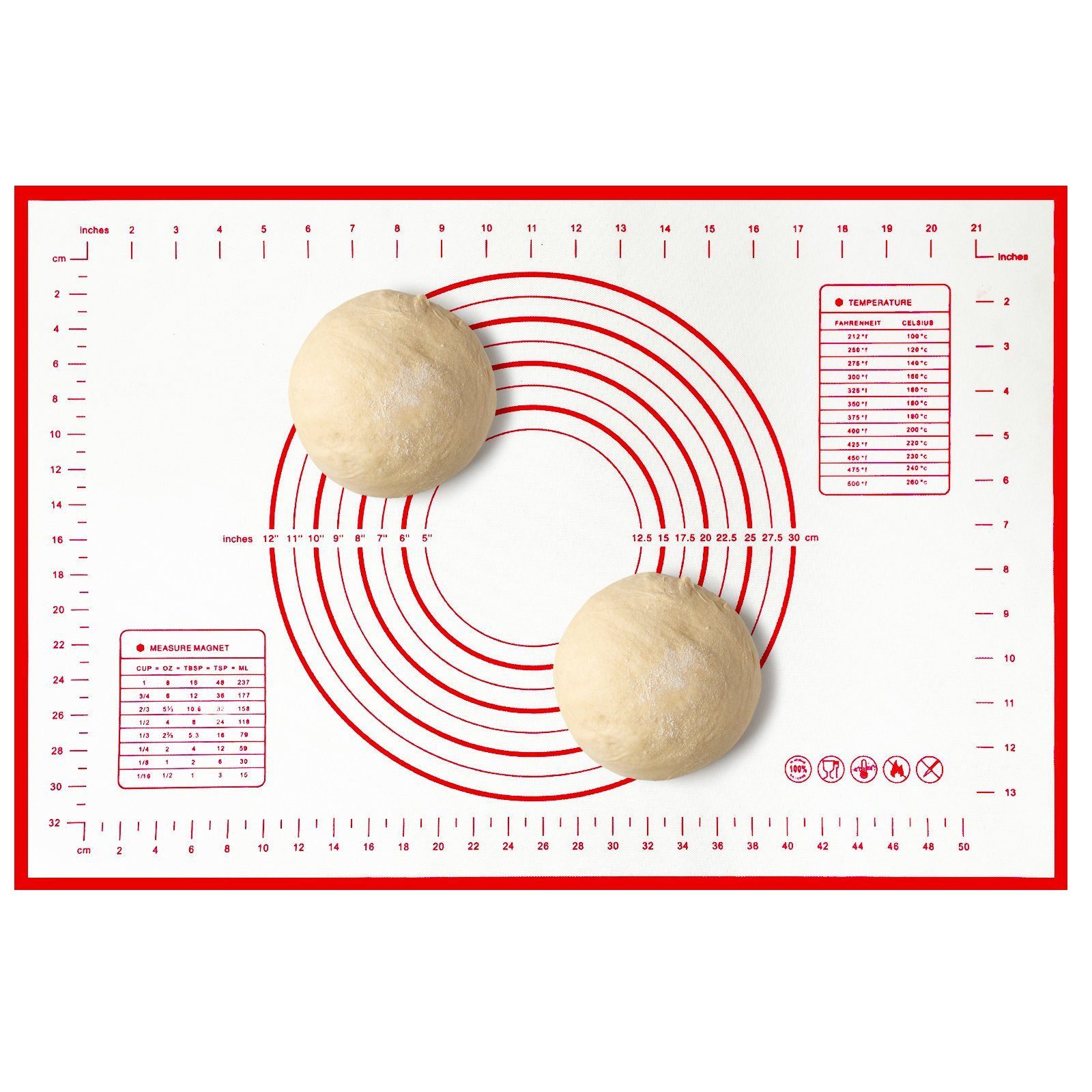 SunJas Backmatte Silikon-Backmatte 60x40cm, Antihaft Backunterlage,Teigmatte Rutschfest, (1-tlg), Extra Dick & Antihaft für Pizza Kekse Pfannkuchen Pasta Backen