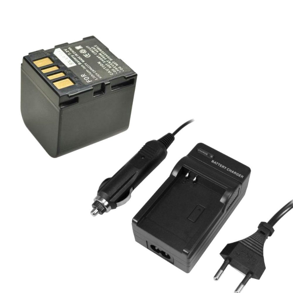 Trade-Shop 2in1 Set passend für JVC GR-DF425 DR-D239 GR-D240 GR-D270 Ladegerät + Kamera-Akku Li-Ion 2800 mAh (7,4 V), Für 220V Steckdose und 12V/24V Kfz Zigarettenanzünder