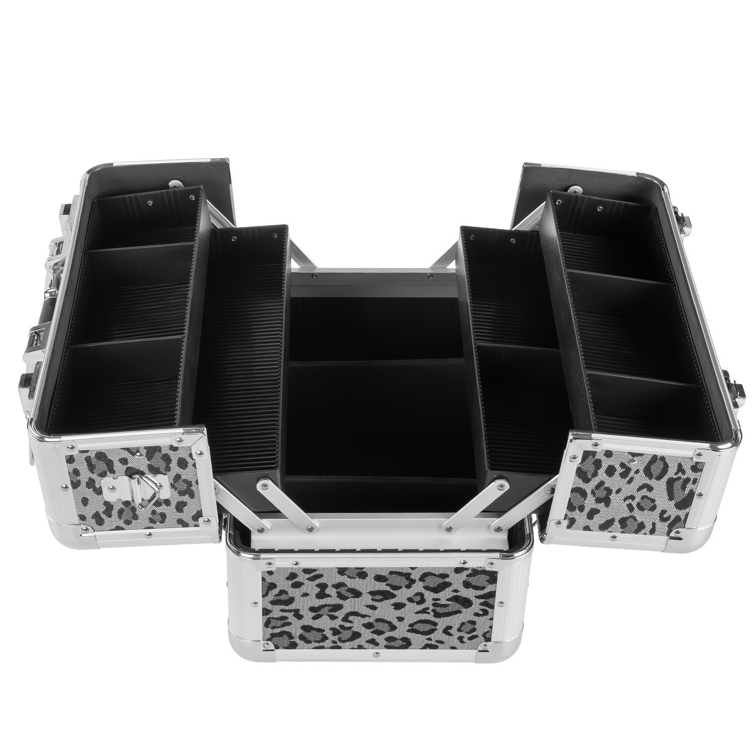 anndora Kosmetikkoffer Multikoffer Rahmenkoffer mit leoprint, variable Fächerunterteilung - mit abnehmbarem Tragegurt