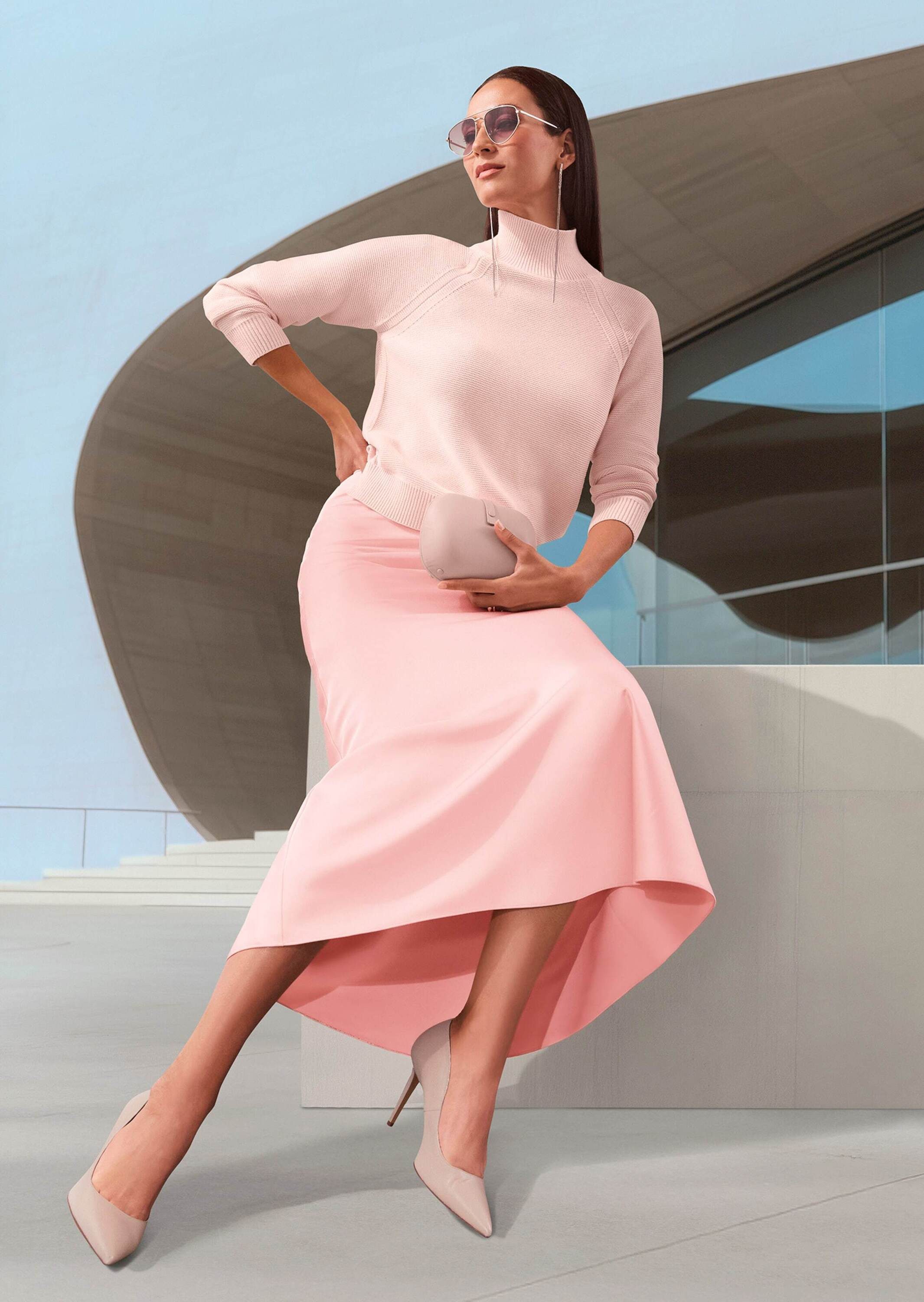 MADELEINE Maxirock Eleganter Maxirock für festliche Anlässe Rock aus zart schimmerndem Satin in Fishtail-Form