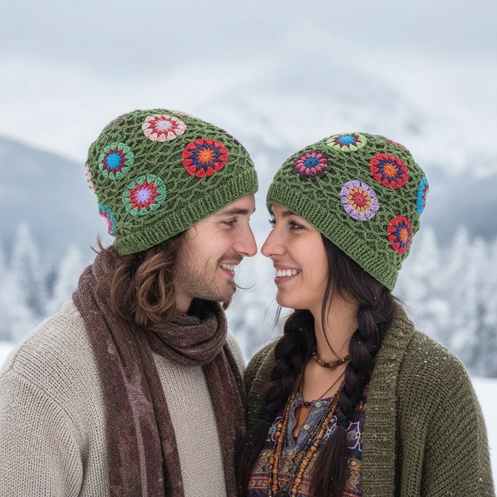 Guru-Shop Strickmütze Bunte Beanie, Baumwoll-Häkelmütze Granny squere.. günstig online kaufen