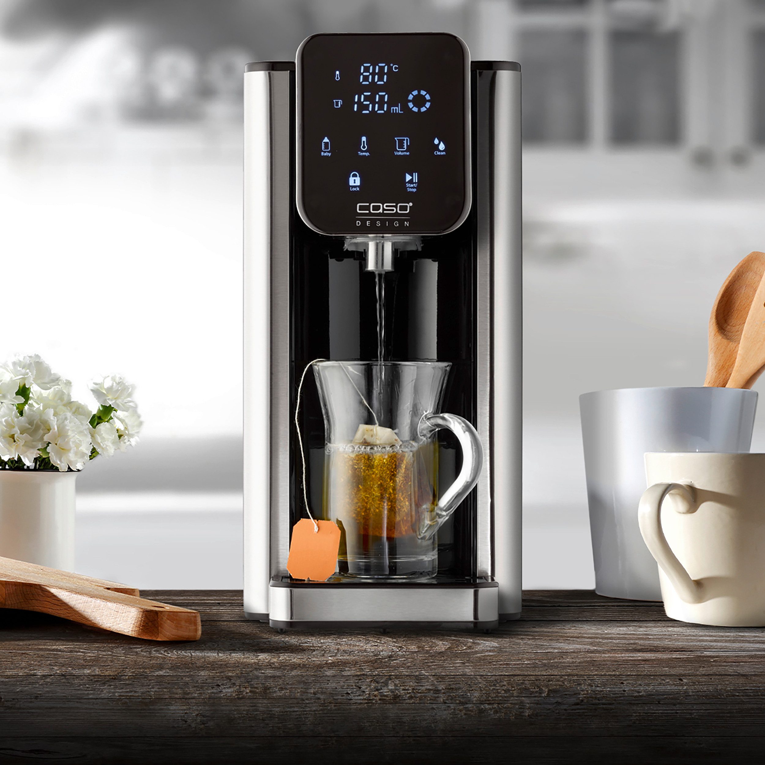 Caso Heißwasserspender HW 666 Inox, 2600 W, Edelstahl Design, 7 Mengenausgaben und Temperatureinstellungen