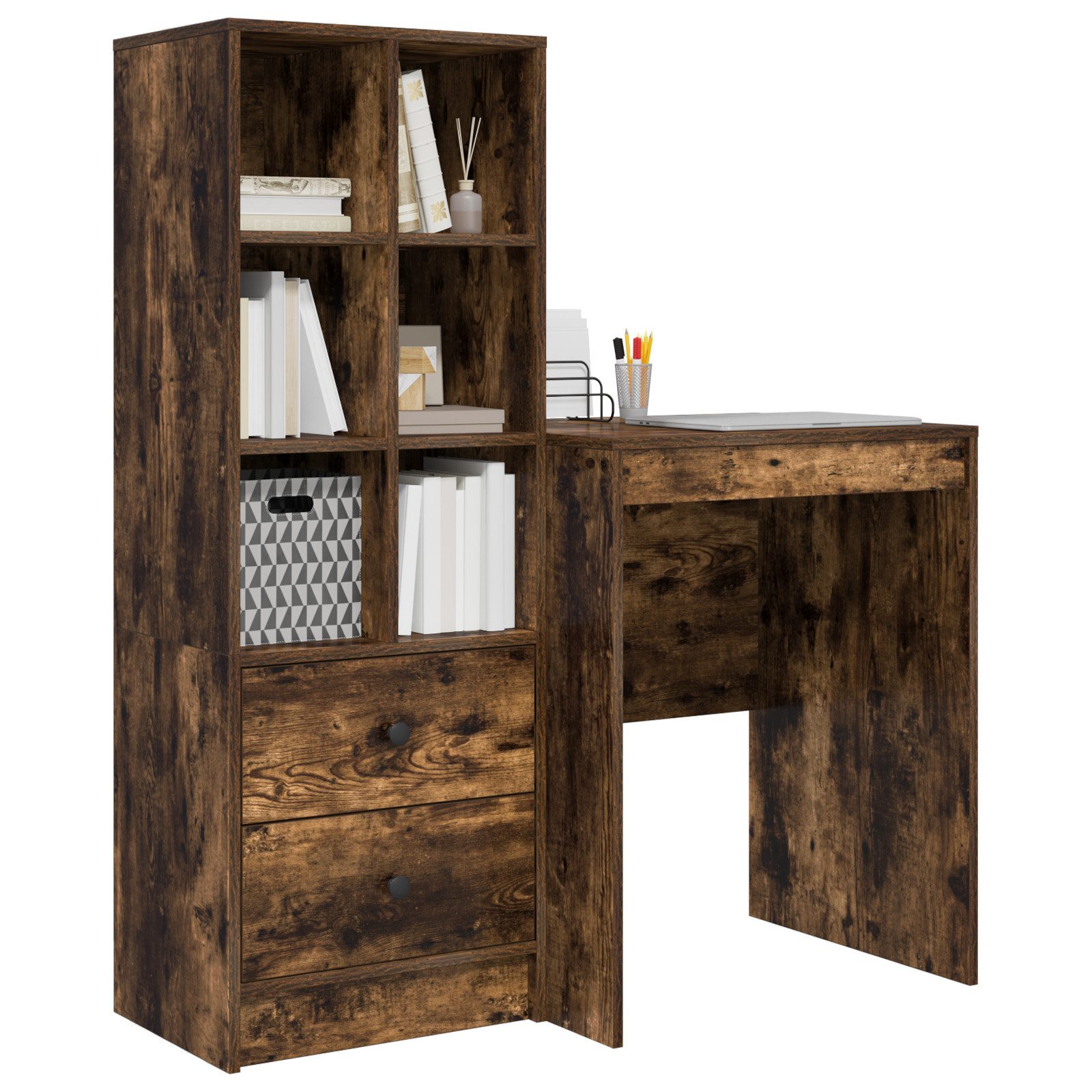 vidaXL Sideboard Schreibtisch mit Stauraum Geräucherte günstig online kaufen