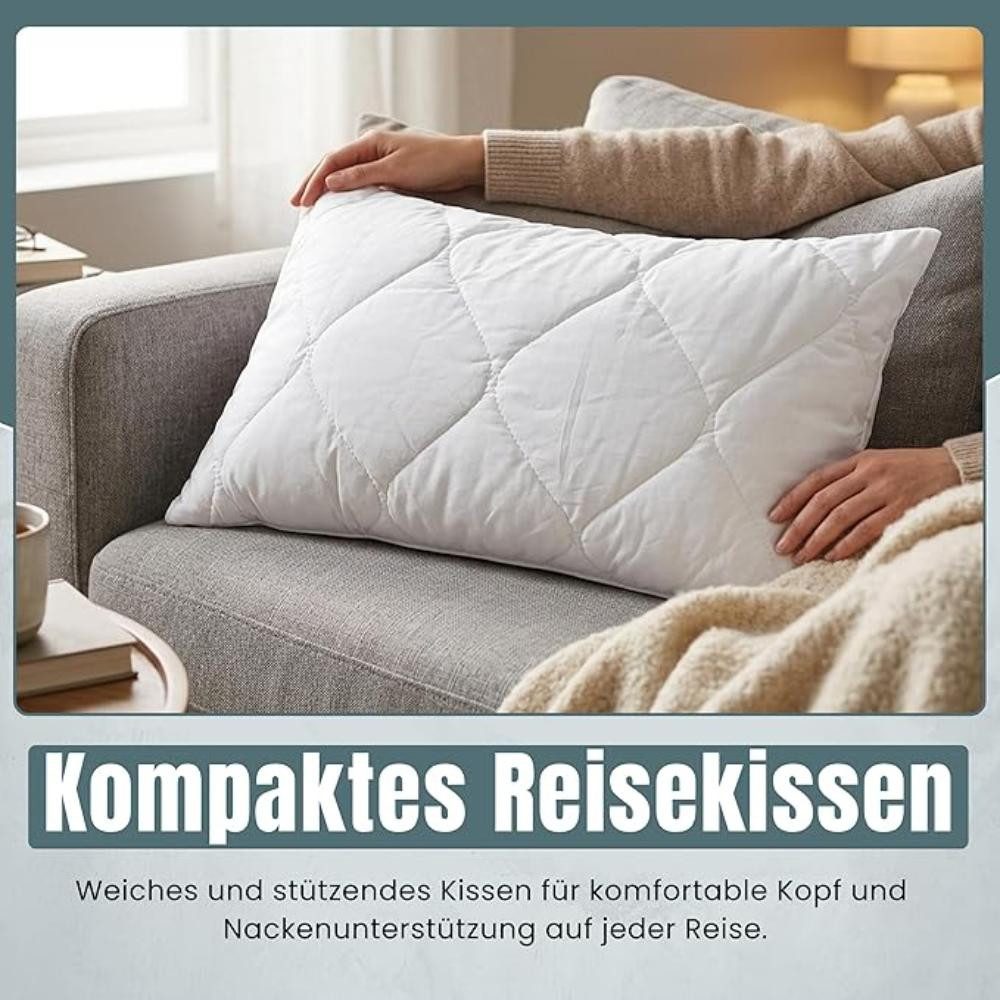 geborgenschlafen Reisekissen Naturlatex – 27x45 cm – Bio-Bezug – formstabil – waschbar, Füllung aus Füllung aus Naturlatexflocken