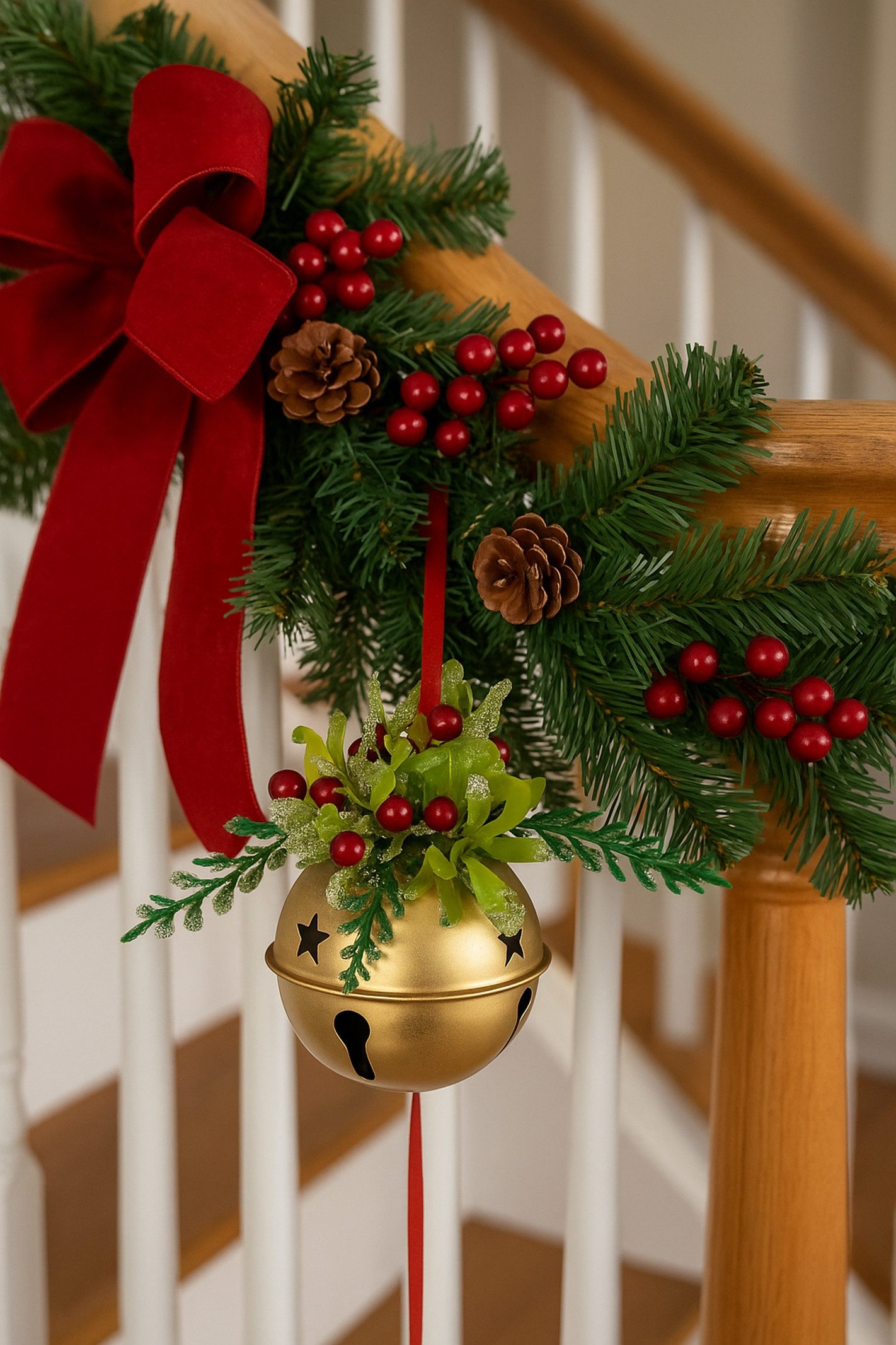 I.GE.A. Dekohänger Deko-Kugel, mit Glocken zum Hängen, 2er Set, Weihnachtsdeko Kranzdeko