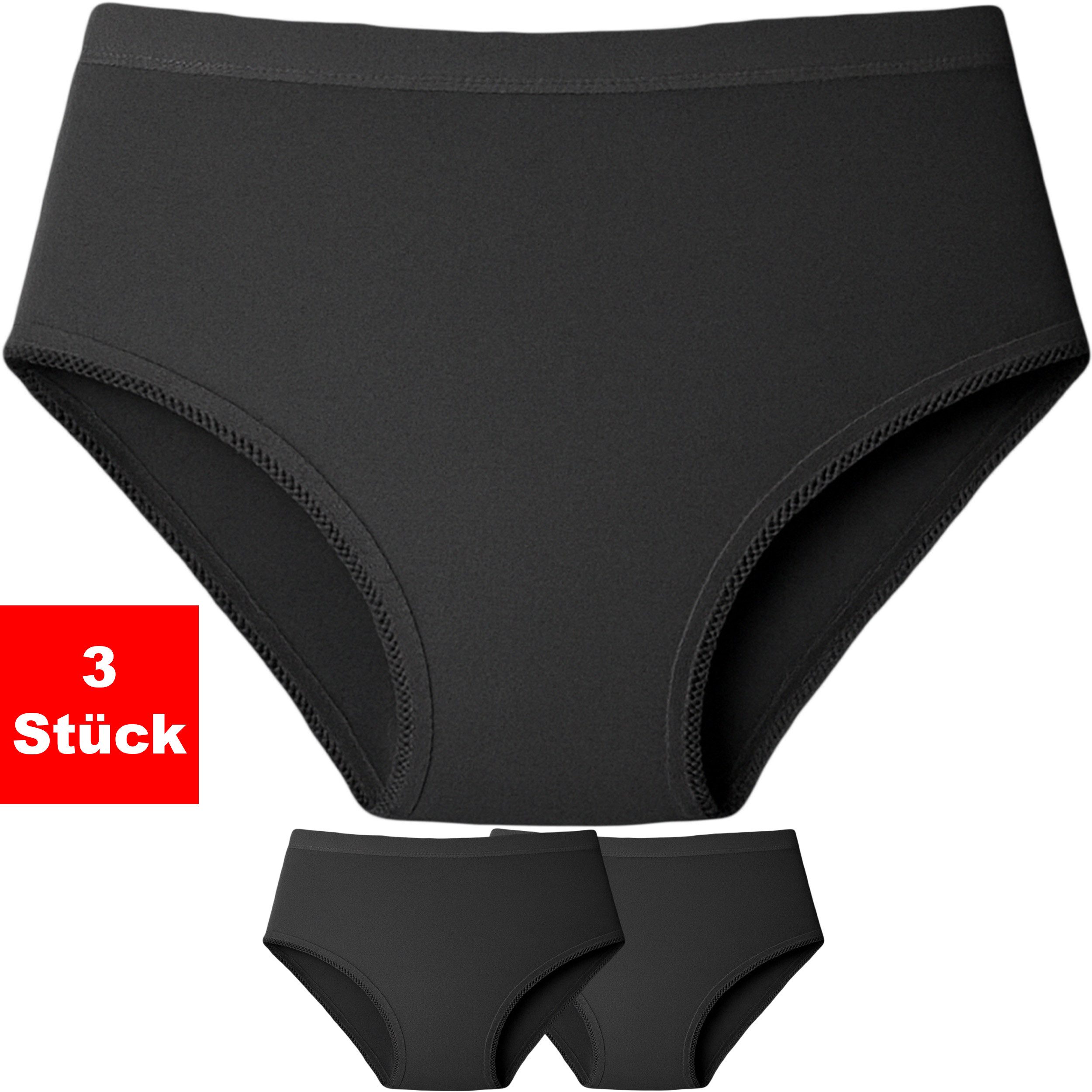 The Bakis Underwear Taillenslip Damen Slips 3er-Pack Baumwolle Unterhosen Maxislip Panties Hipster (Packung, 3-St., 3er-Pack) Atmungsaktive Baumwollslips mit hohem Tragekomfort