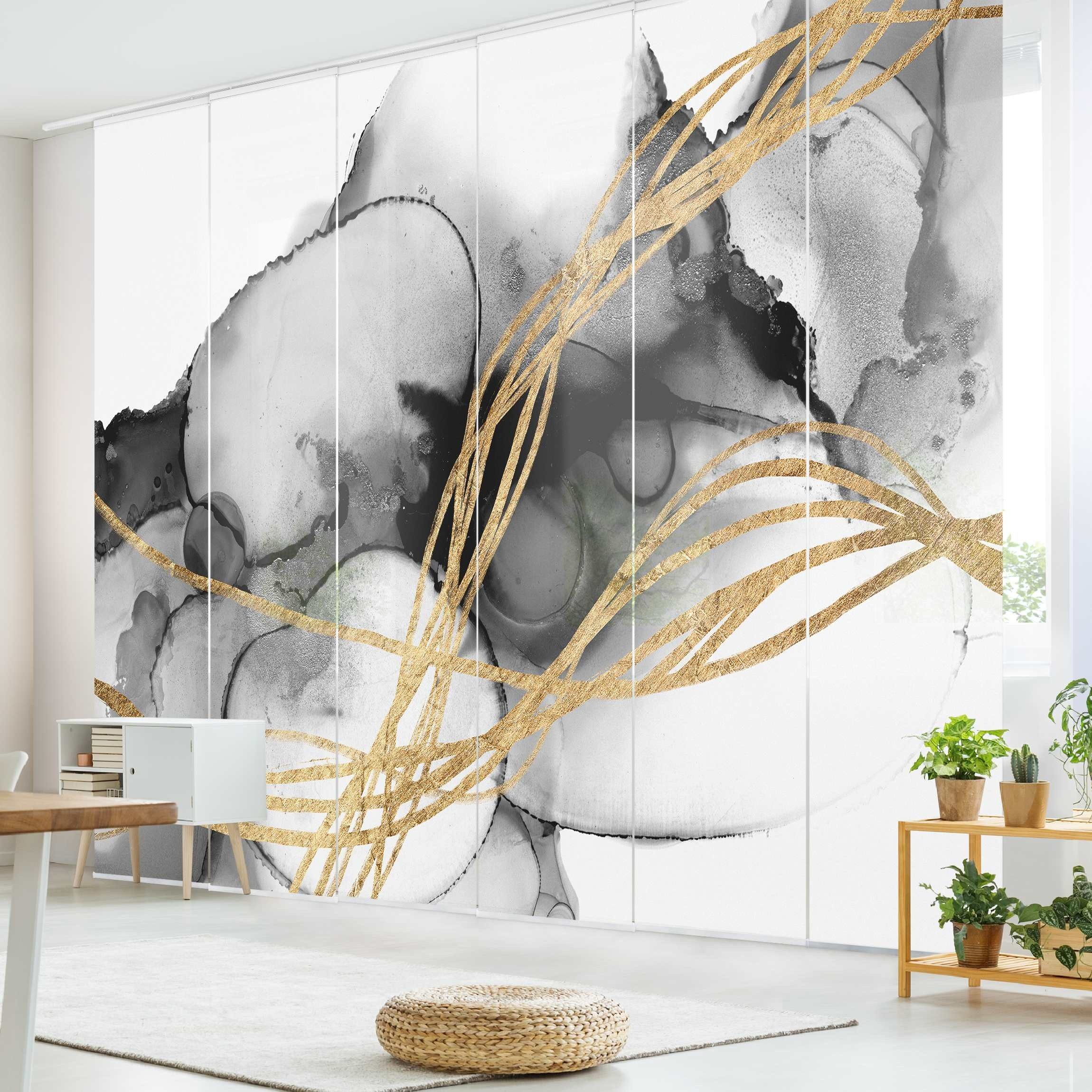 Bilderdepot24 Schiebegardine Flächenvorhang blickdicht Schwarze Tusche günstig online kaufen