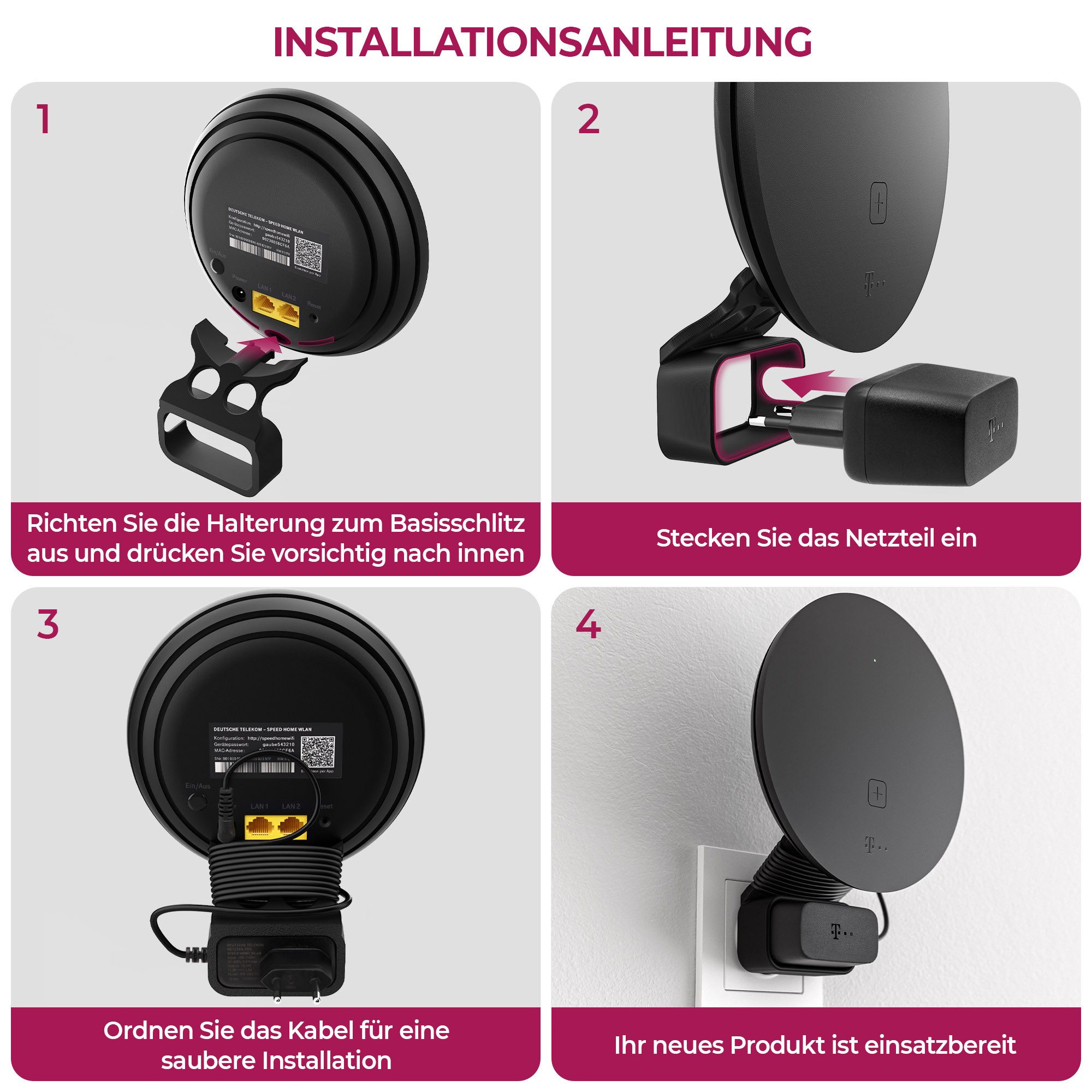 Mobilefox Wandhalterung Steckdosen Wandhalterung passend für Telekom Speed Home WLAN Router – Bild 4 von 5