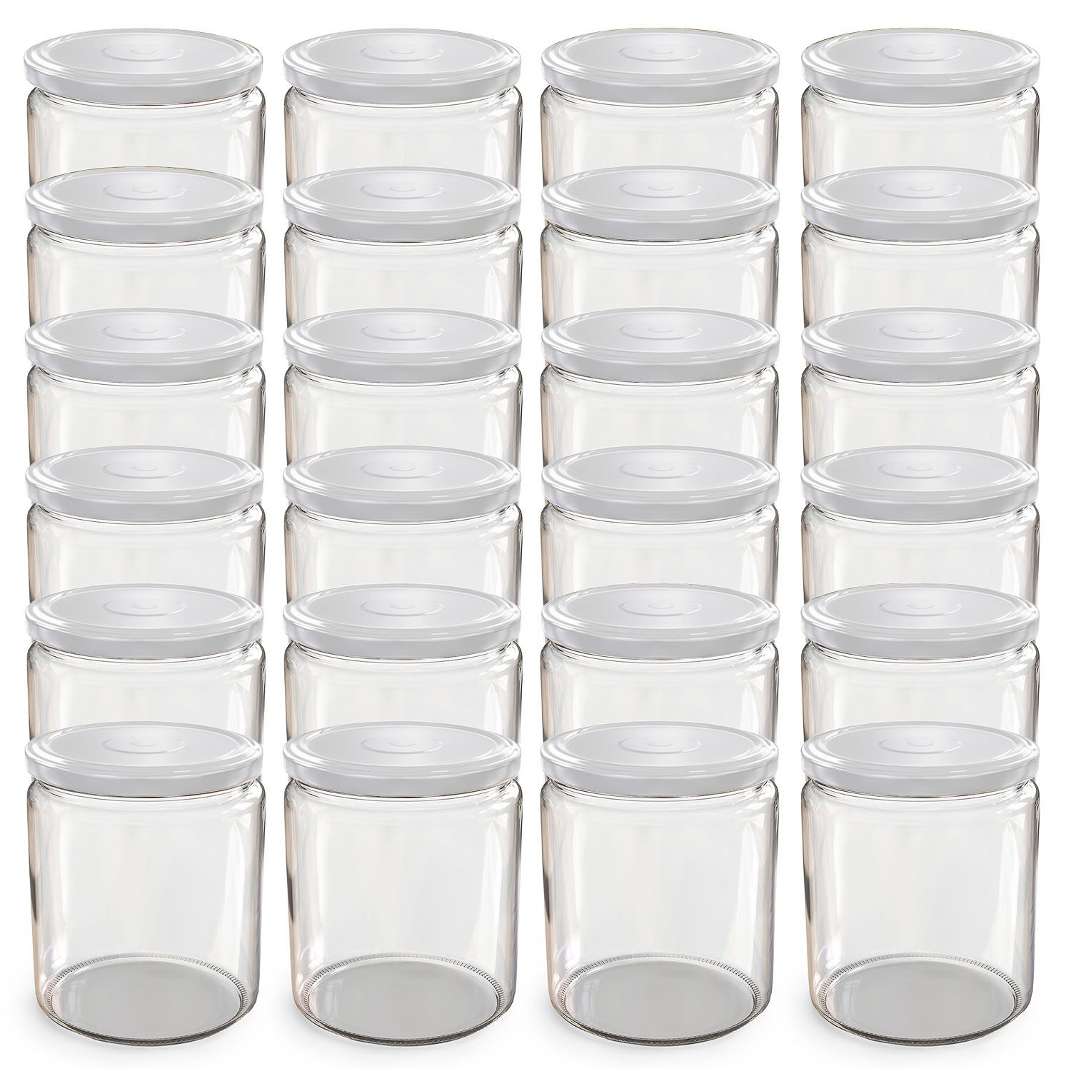 Oputec Einmachglas 24x 405ml Einmachgläser mit Schraubdeckel TO 82 Weiß Marmeladengläser