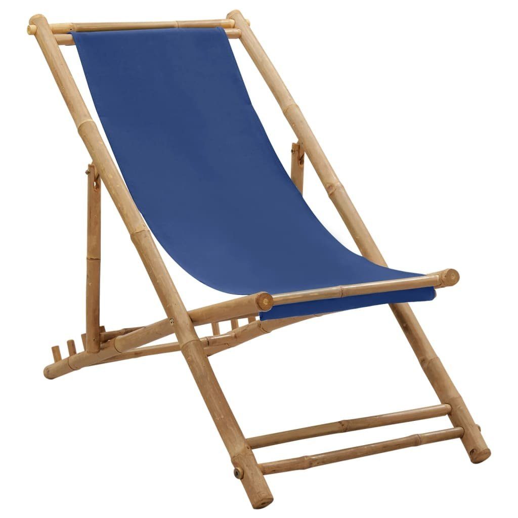 vidaXL Gartenstuhl Liegestuhl Bambus und Segeltuch Marineblau (1 St) | Stühle