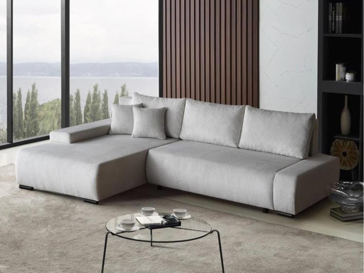 Beautysofa Ecksofa DRACO L in Strebenstoff, günstig online kaufen