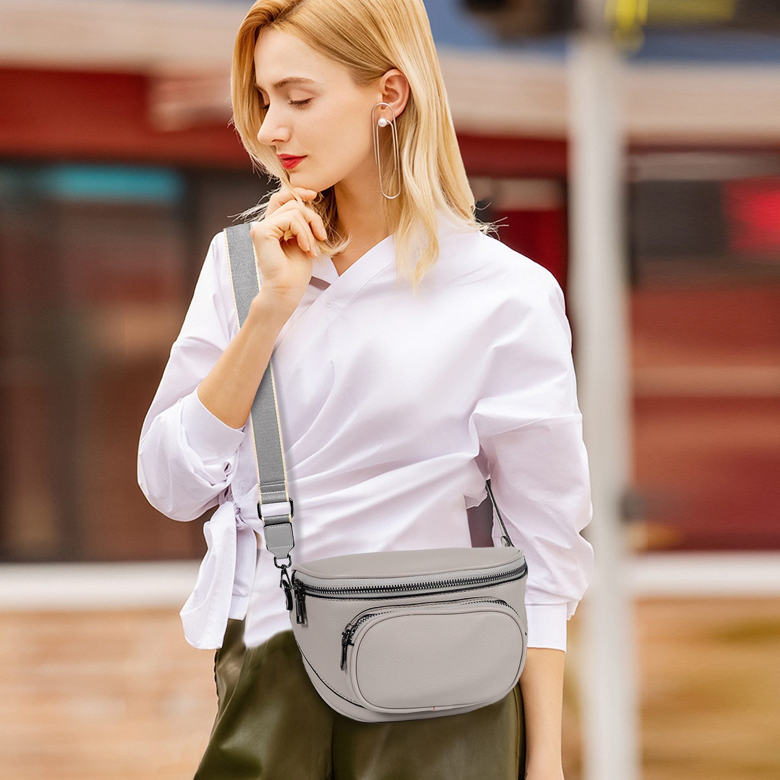 TAN.TOMI Bauchtasche Damen Bauchtasche,Umhängetasche Damen Klein Crossbody Bag Bauchtasche, als Schultertasche tragbar mit Verstellbare Schultergurte