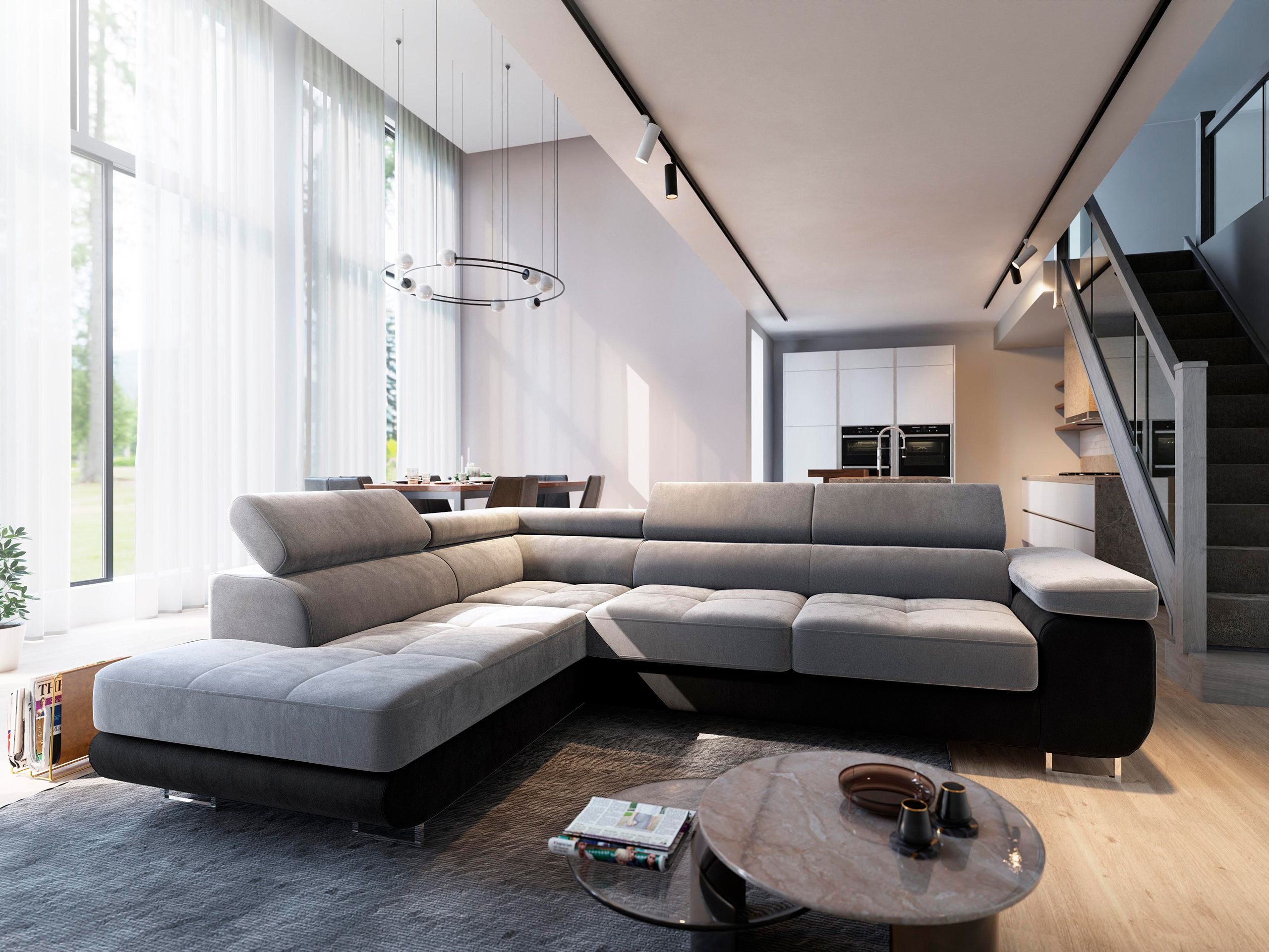 Masseno Ecksofa SELVA mit Schlaffunktion L-Form, Sofa mit Bettkasten