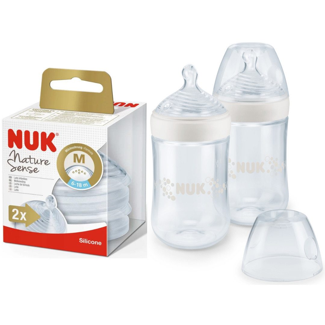 NUK Babyflasche NUK Nature Sense Silikonsauger + NUK Nature Sense 2er Vorteilspack SET