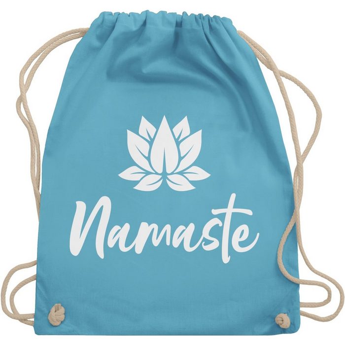 Shirtracer Turnbeutel Namaste mit Lotusblüte weiß Yoga und Wellness Geschenk