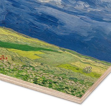 Posterlounge Holzbild Vincent van Gogh, Weizenfeld unter Gewitterwolken, Wohnzimmer Malerei