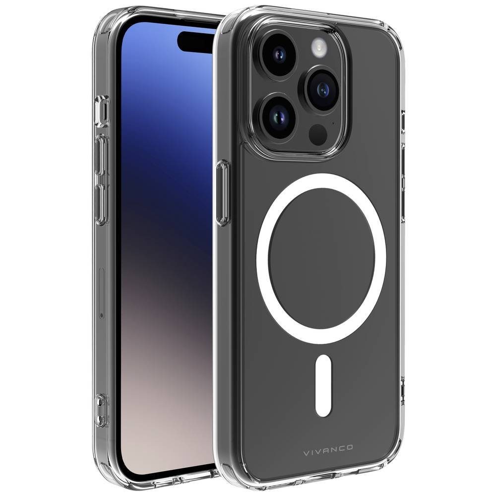 Vivanco Handyhülle MAG Steady Cover für iPhone 15 Pro, MagSafe kompatibel, Spritzwassergeschützt, Staubdicht, Wasserabweisend