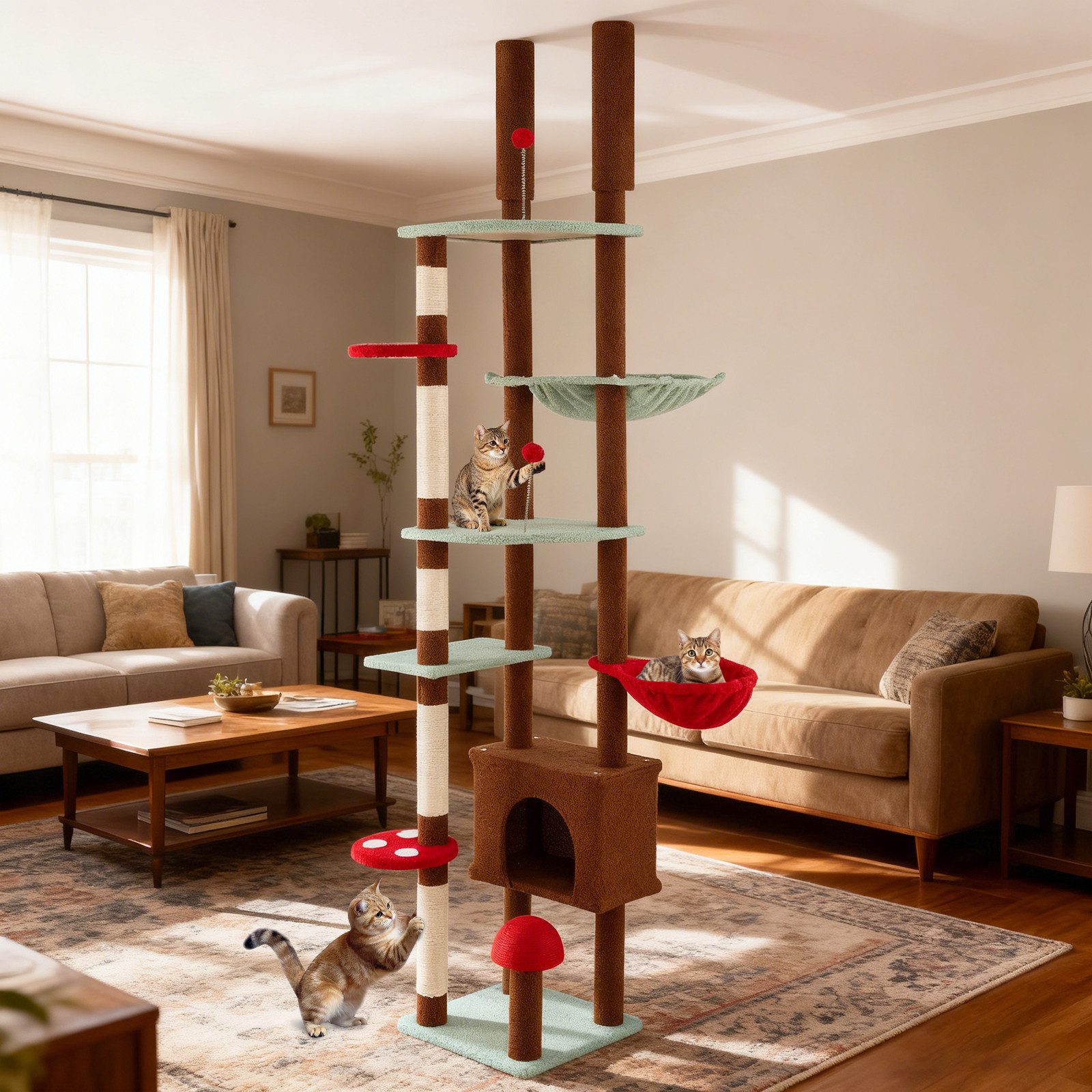 COSTWAY Kratzbaum, Katzenbaum deckenhoch, 207-237/247-277 cm hoch günstig online kaufen