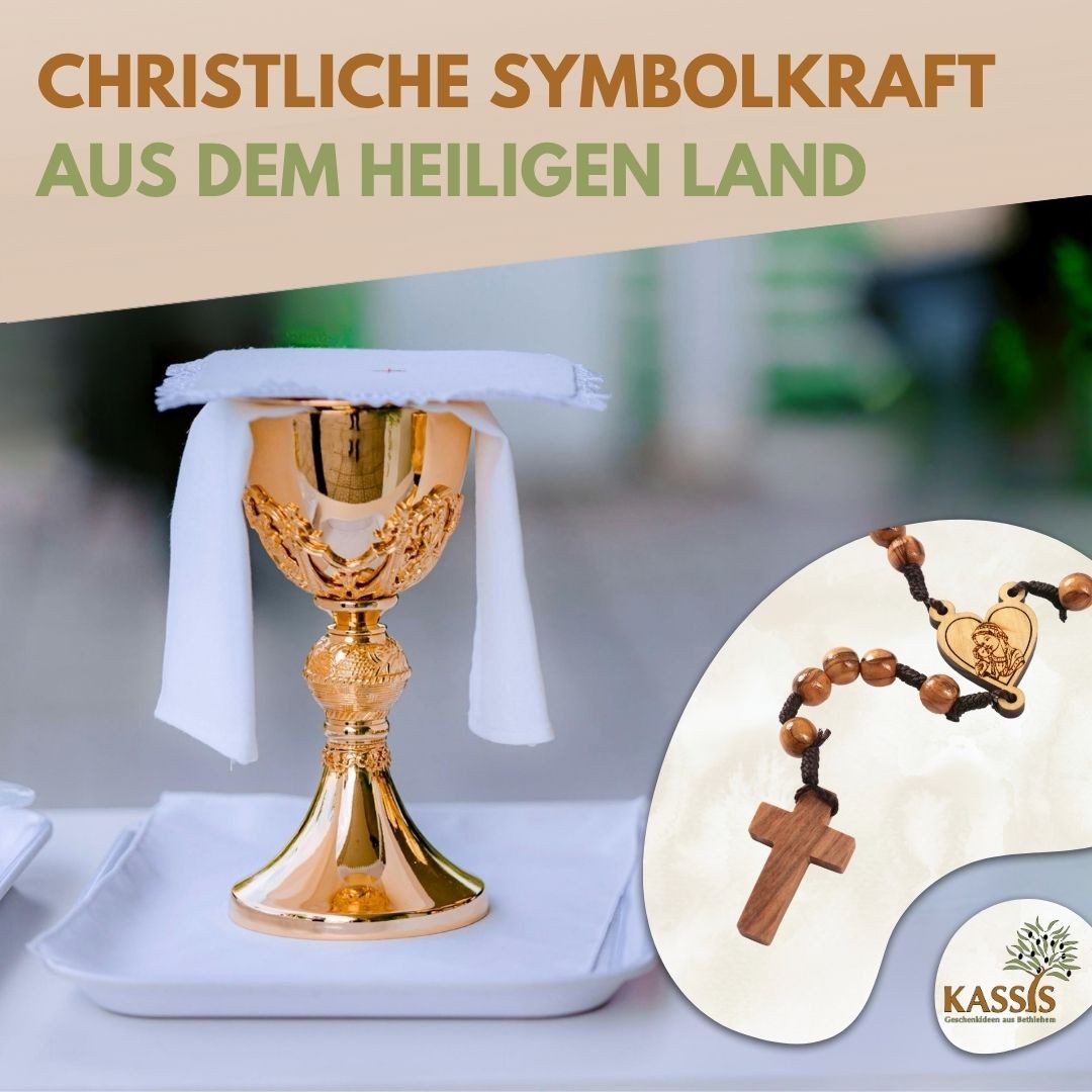Kassis Geschenkartikel Kette ohne Anhänger Rosenkranz mit Olivenholzperlen Herz und Maria aus Olivenholz, hergestellt in Bethlehem, Gebetskette zu religiösen An – Bild 5 von 5