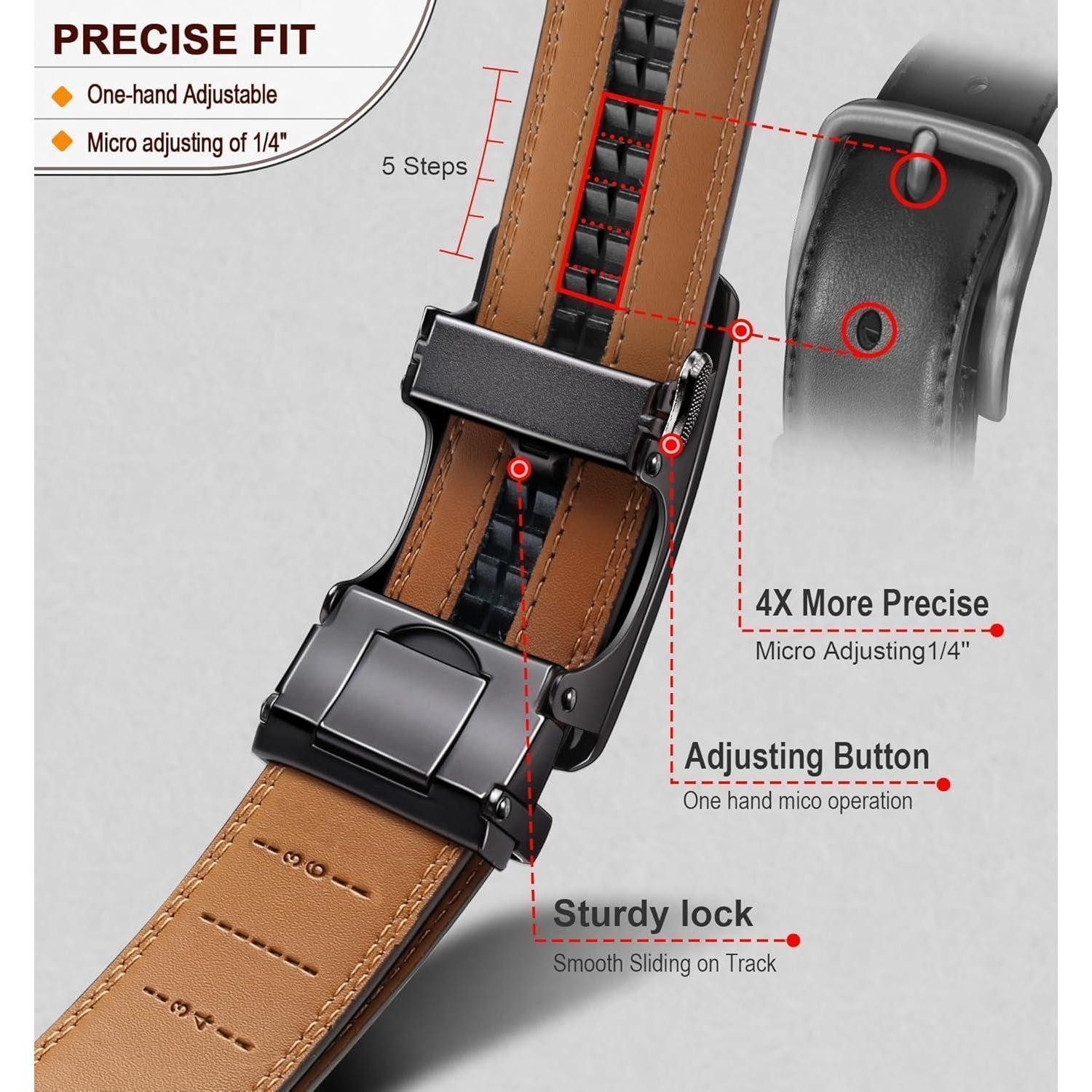 LuxusKollektion Ledergürtel Gürtel Herren 2er Set Automatik Ledergürtel verstellbar in Geschenkbox