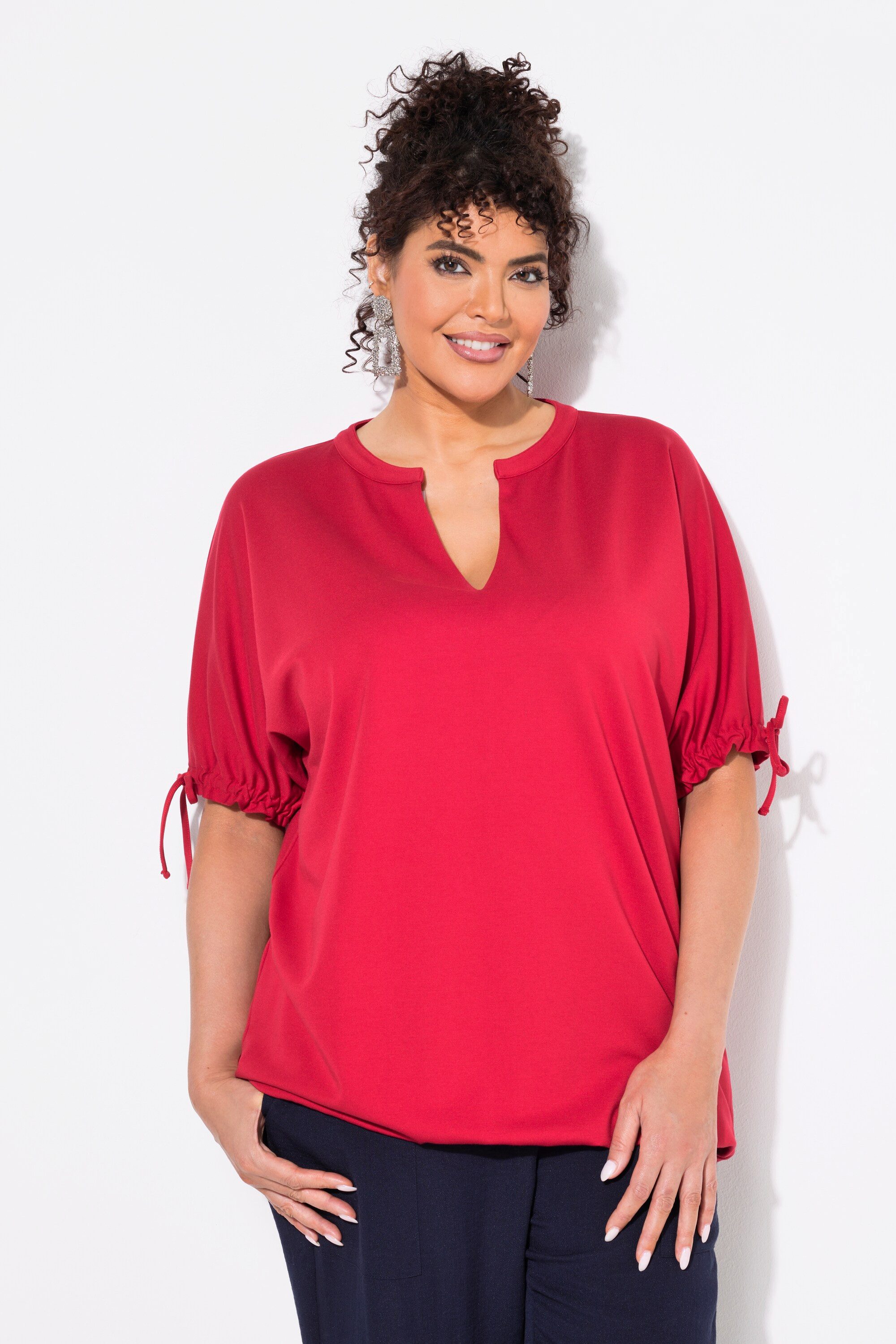 Ulla Popken Sweatshirt Sweatshirt Oversized Tunika-Ausschnitt Halbarm günstig online kaufen