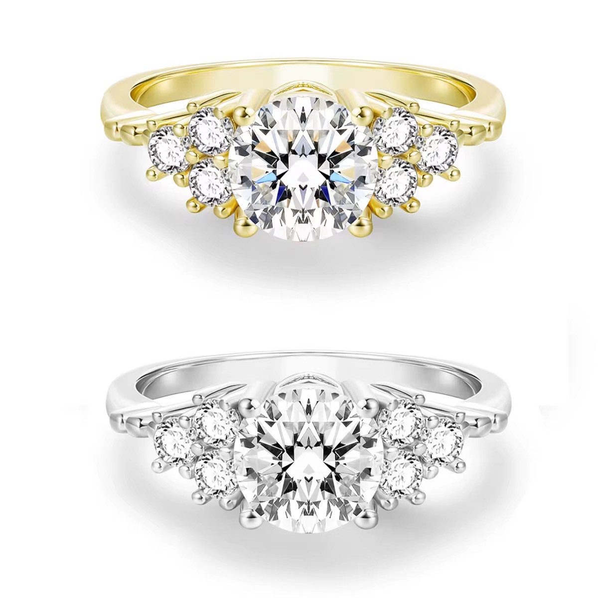ROUGEMONT Solitärring Extravaganter Solitär Damen Ring Moissanit 925 Silber 18K Gold