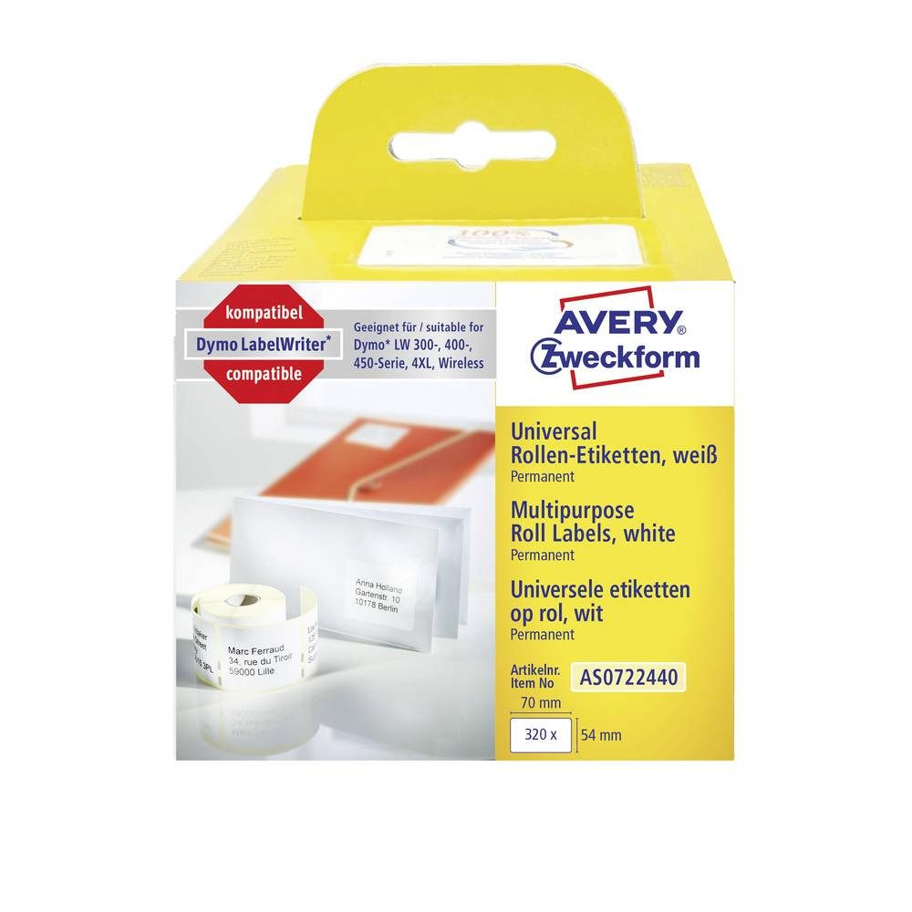 Thumbnail - Avery Zweckform Etiketten Rollenetiketten,54 x 70 mm, permanent